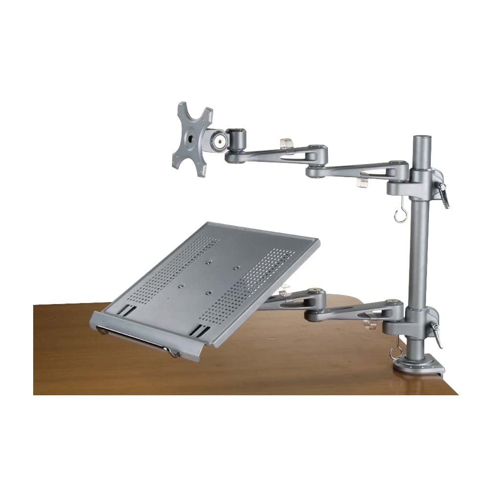 LINDY 40699 Adjustable Notebook Arm - Ergonomic Laptop Stand for Home & Office Workspace - Perfect for Dual Monitor Setup & Space Saving Desk Organization