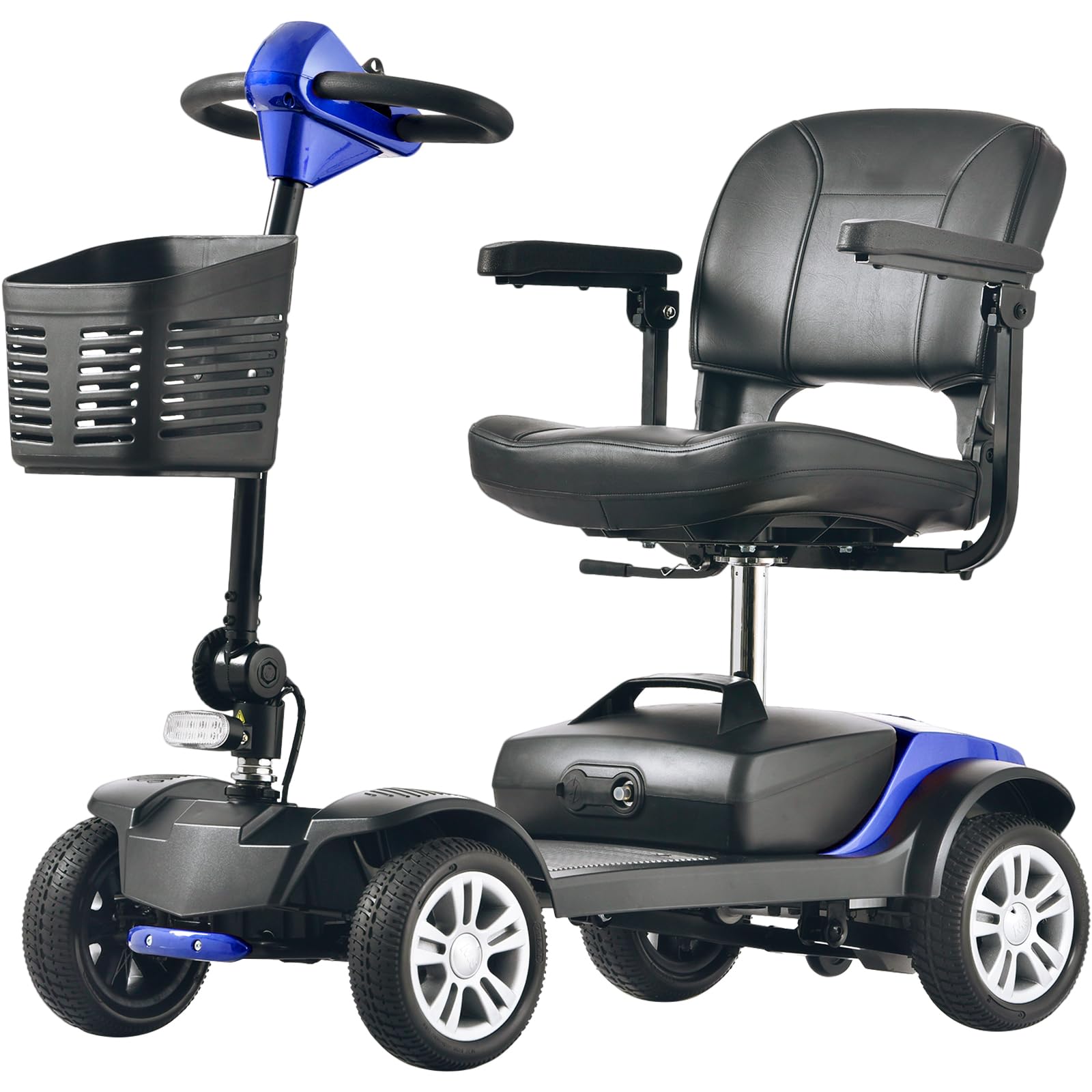 Premium All-Terrain Electric Mobility Scooter for Seniors & Adults - Foldable Motorized Scooter with Seat & Basket - Heavy Duty Folding Electric Wheelchair D51 (Blue) - Ideal for Outdoor Adventures, Shopping & Daily Commuting