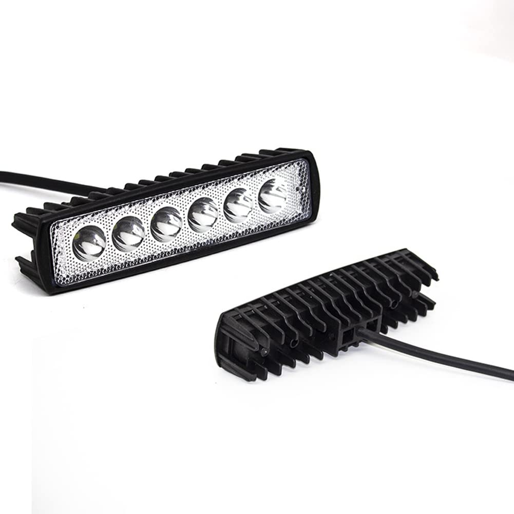 18W LED Work Spot Light Bar - 9-30V DC Motorcycle Spot Light with 6 LEDs - PC Mirror Fog Lamp for Car, Truck, Boat, SUV, ATV - ABS Inspection Light for Offroad & Emergency Use - Perfect for Night Driving, Camping, and Vehicle Maintenance