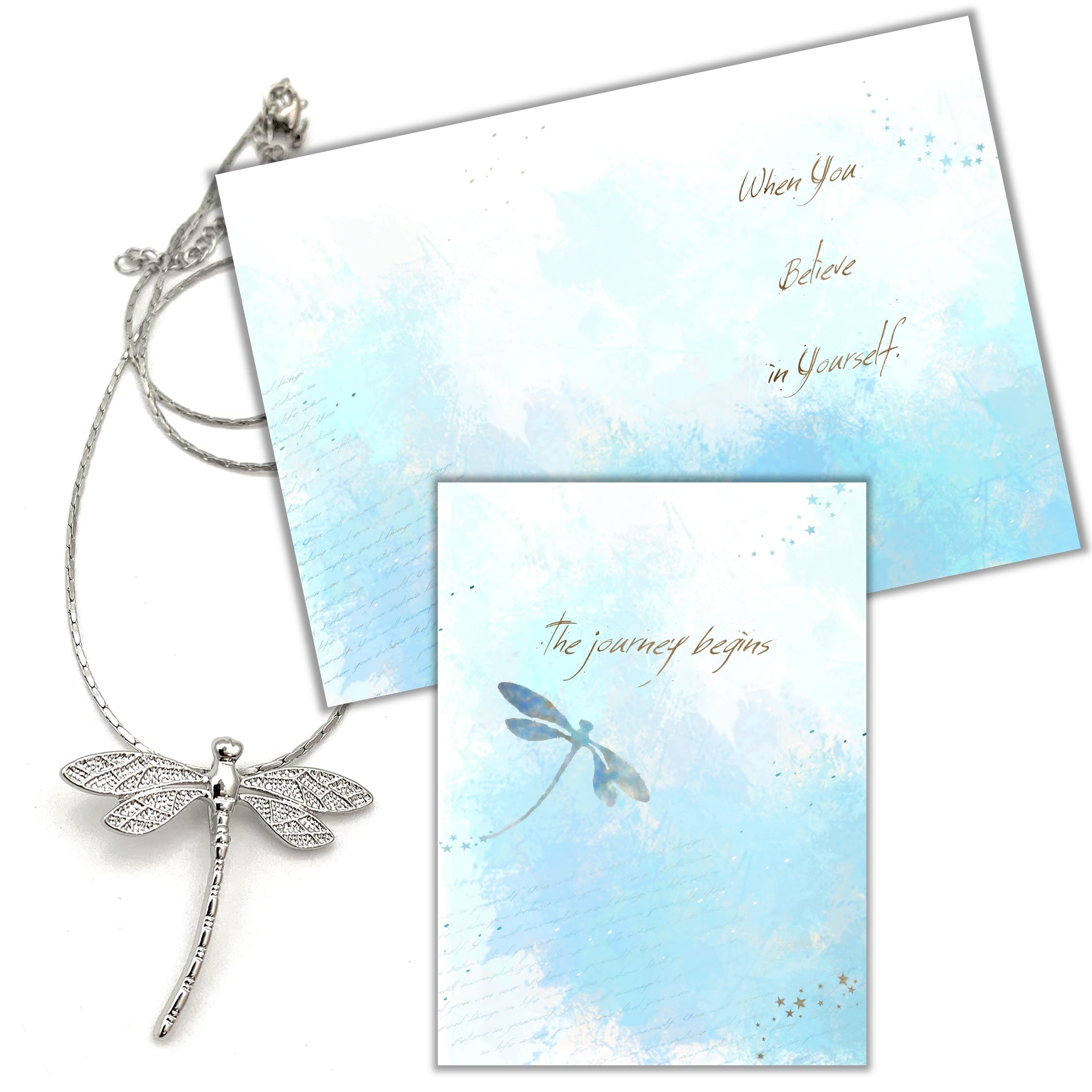 Graduation Greeting Card & Dragonfly Keepsake Gift Set - Inspirational Graduation Gift for Women, Daughter, Granddaughter - Dragonfly Journey Theme - Perfect for High School & College Graduation Ceremonies