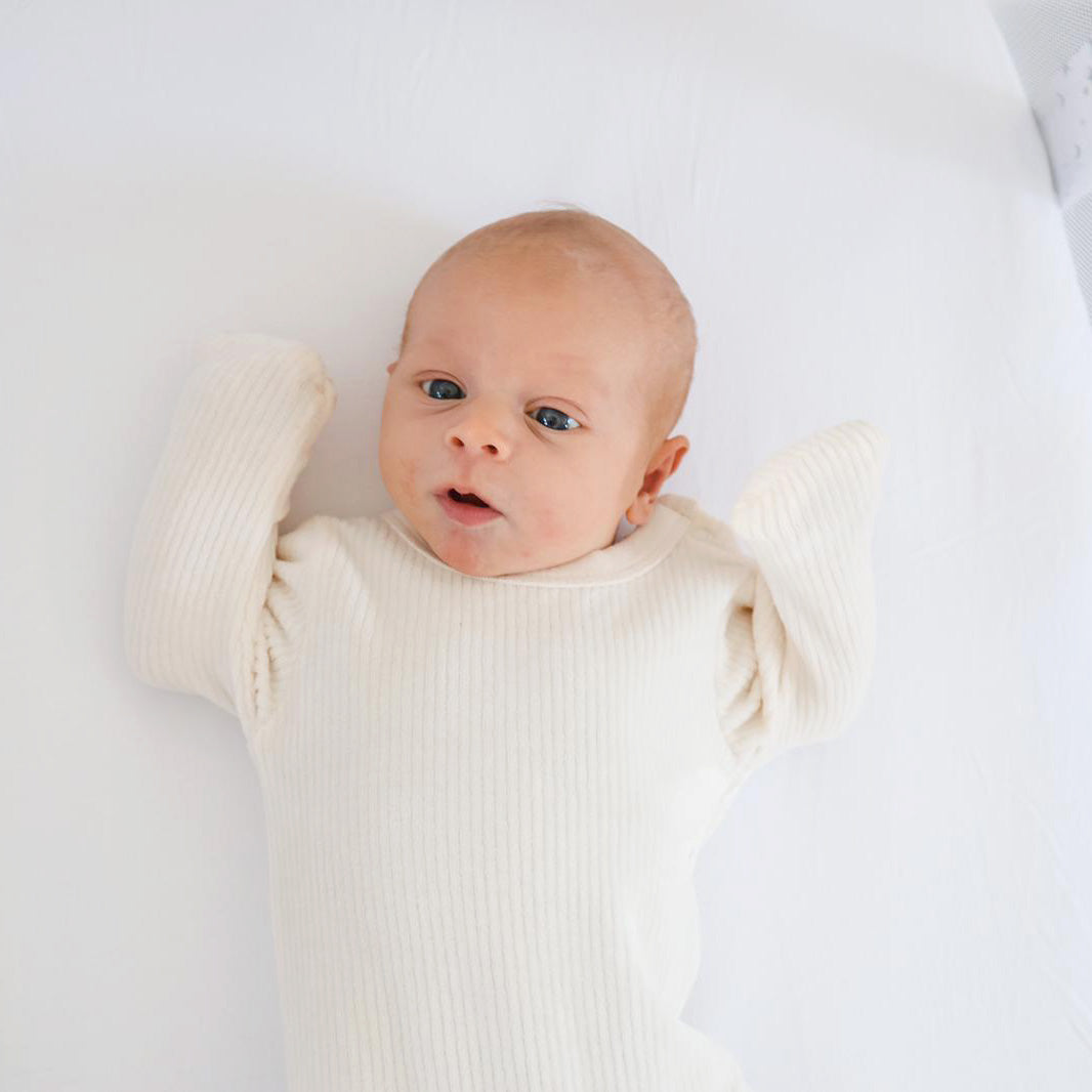 Organic Bamboo Fitted Crib Sheet for Baby Bassinet & Bedside Sleeper - Soft Jersey Knit, Breathable & Hypoallergenic - Perfect for Nursery, Co-Sleeping & Travel