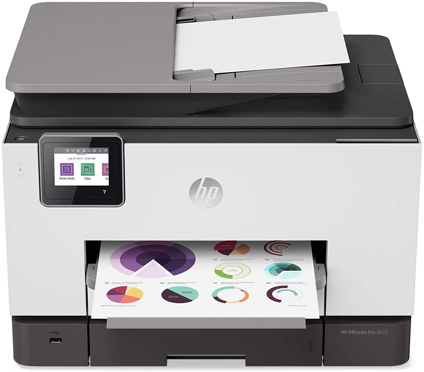 HP OfficeJet Pro 9020 Wireless All-in-One Printer with Smart Tasks | Fast Printing, Scanning & Copying | Ideal for Home Office & Small Business | 1MR78A (Renewed)