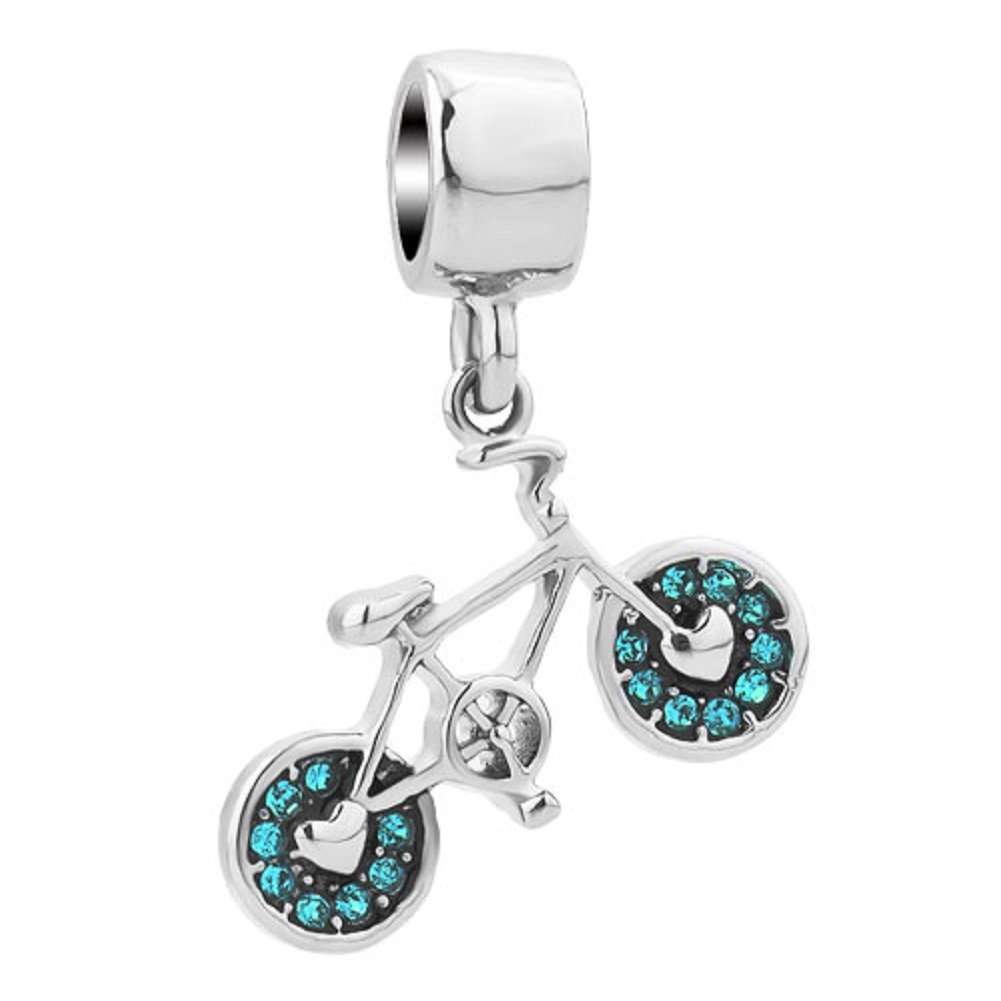 ReisJewelry Blue & Pink Bicycle Charm Beads - Sporty Love Charms for Bracelet Making - Perfect for DIY Jewelry, Cycling Enthusiast Gifts & Friendship Bracelets
