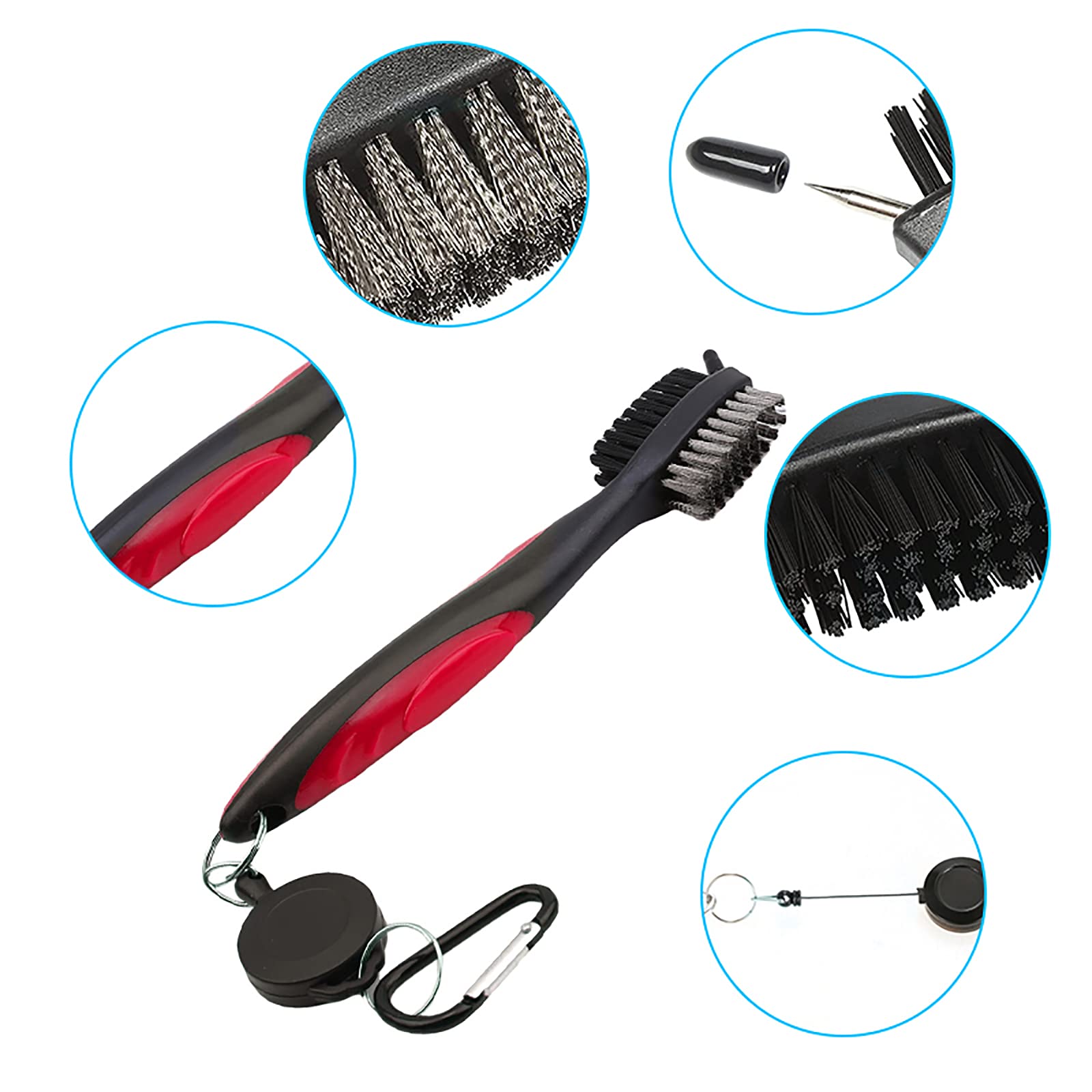 VIPMOON Golf Club Groove Sharpener Tool - Retractable Golf Brush & Cleaner with Aluminum Carabiner for Wedge & Irons (U/V Grooves) | Durable Golf Accessories for Men | Perfect for Course Maintenance & Pre-Game Preparation