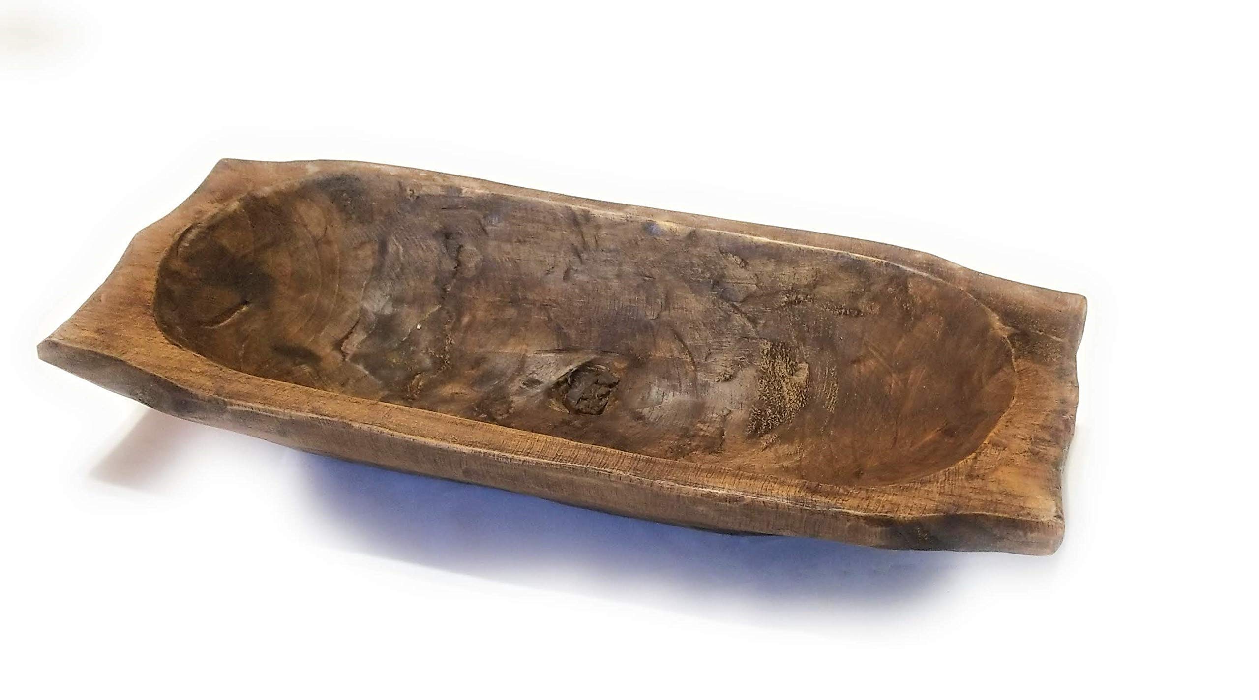 Rustic Big Horn Wooden Decorative Bowl - Handcrafted Dough Bowl for Farmhouse Decor - Perfect for Centerpieces, Fruit Display & Rustic Home Decor