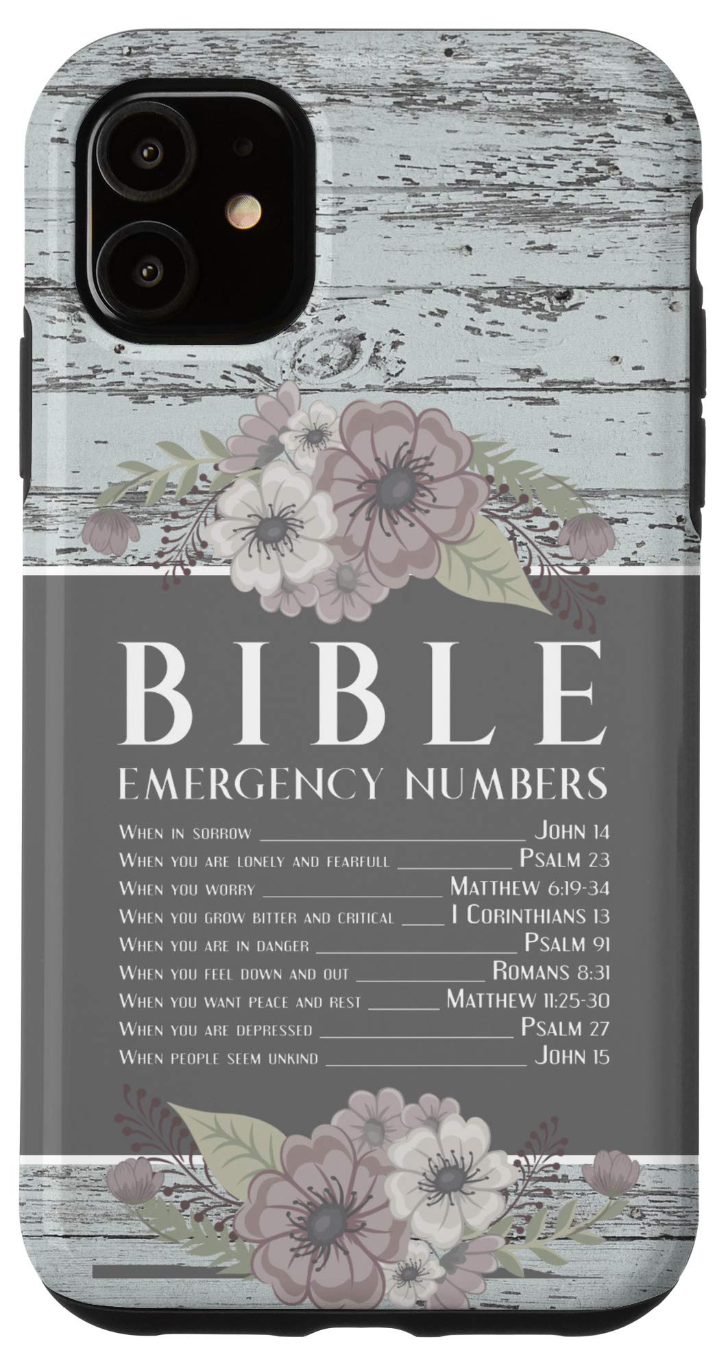 iPhone 11 Protective Phone Case with Bible Emergency Numbers - Durable Shockproof Cover for Daily Use, Travel & Emergency Situations