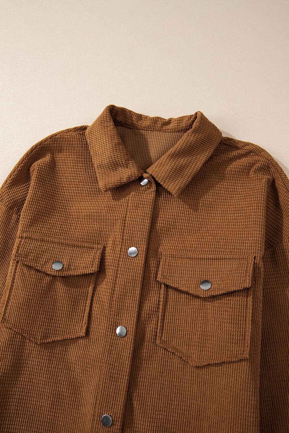 Stylish Brown Textured Shacket with Pockets - Cozy Overshirt for Men & Women | Perfect for Fall Layering, Outdoor Adventures & Casual Wear
