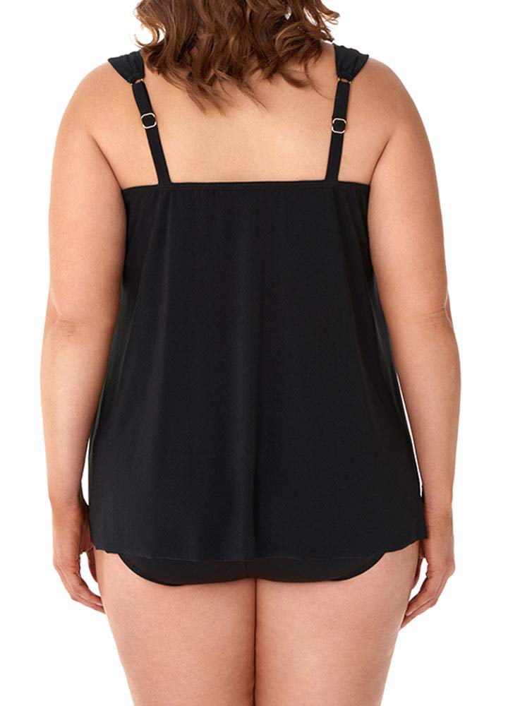 Miraclesuit Women's Plus Size Swimwear - Tapiz Dazzle Scoop Neck Underwire Bra Tankini Top for Beach, Pool & Vacation | Supportive & Flattering Swimwear for Curvy Women