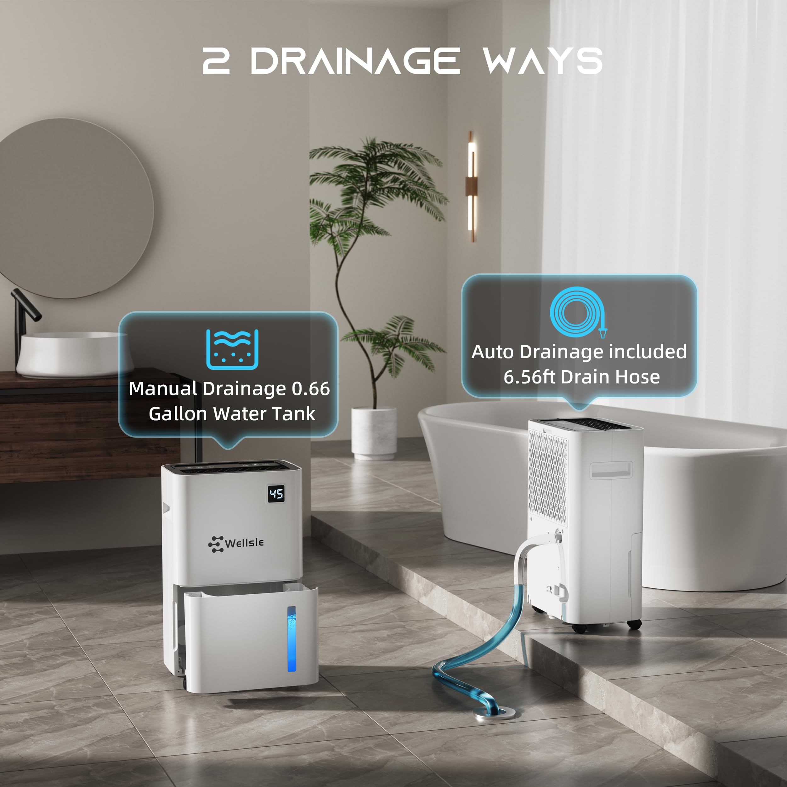 3500 Sq. Ft Energy Efficient Dehumidifier - 50 Pint Smart Quiet Dehumidifier for Home, Basement, Bedroom & Bathroom with Drain Hose - 24HR Timer & 3 Working Modes - Perfect for Mold Prevention, Laundry Drying & Humidity Control