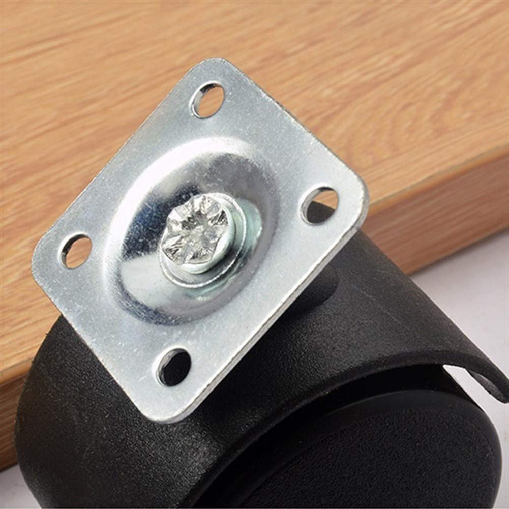 4-Pack Universal Silent Furniture Castors with Twin Wheels & Fixing Plate - 40mm Heavy Duty Mute Casters for Smooth Movement (Black) - Perfect for Office Chairs, Sofas, Cabinets and Home Furniture