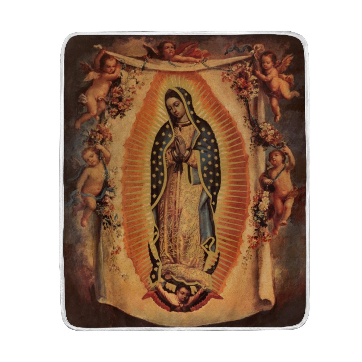Donnapink Virgin Mary Our Lady of Guadalupe Religious Blanket - 50x60 Inch Soft Polyester Microfiber Throw - Warm Lightweight Bed, Sofa & Couch Blanket - Perfect for Prayer Rooms, Church Gifts & Cozy Home Decor