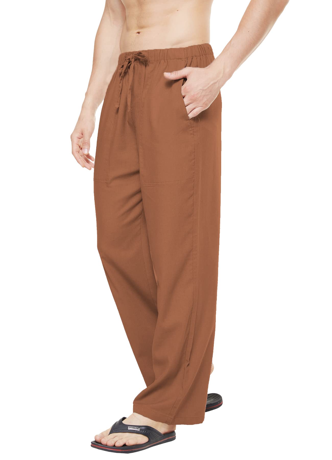 YuKaiChen Men's Linen Cotton Yoga Pants - Breathable Loose Fit Sweatpants for Yoga, Lounge & Beach | Comfortable Casual Pants for Men's Workout, Travel & Relaxation