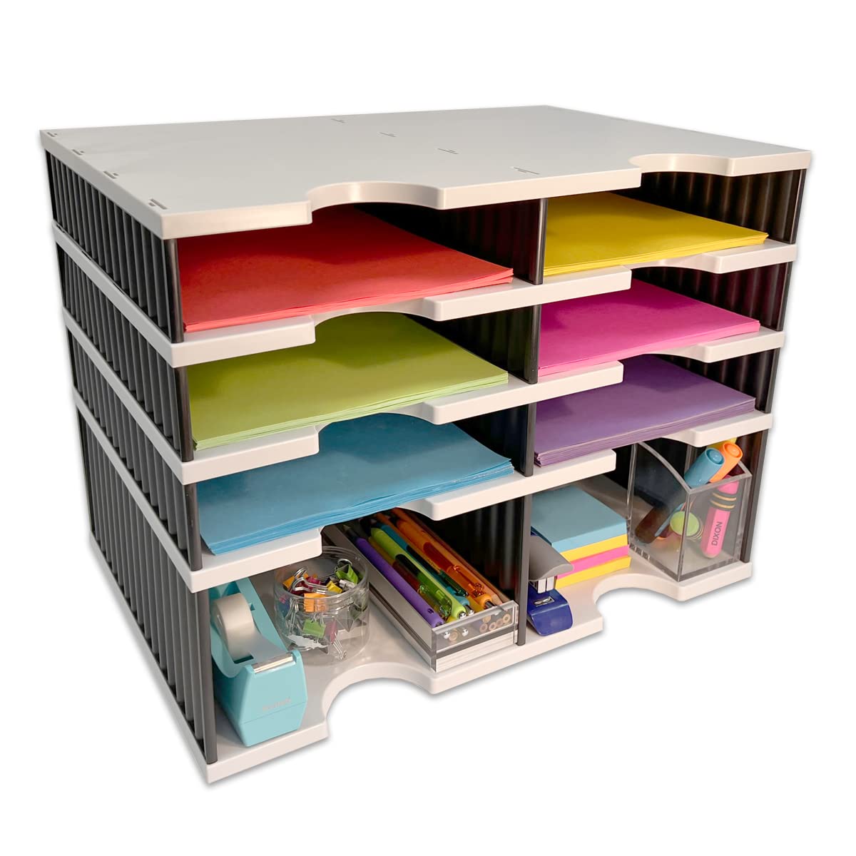 Ultimate Office Desktop Organizer - 6-Tier Letter Tray Sorter with Storage Base for Easy Access | Desk Organizer with Optional File Topper & Drawers | Perfect for Home Office, School, and Workspace Organization