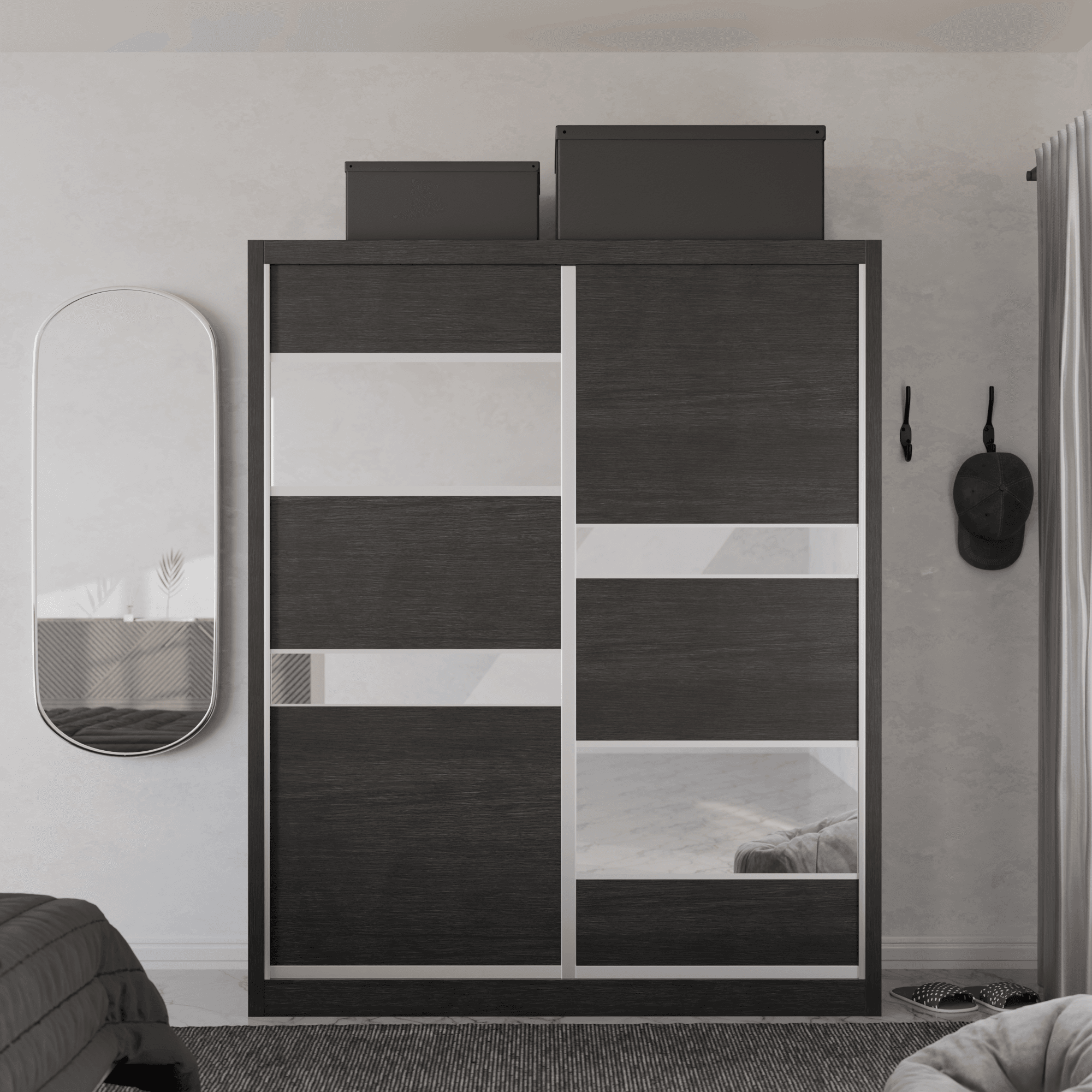 Micasa Modular Wardrobe W05 - Customizable Closet Organizer System with Sliding Doors & Shelves for Bedroom, Walk-in Closet, and Dorm Room Storage Solutions