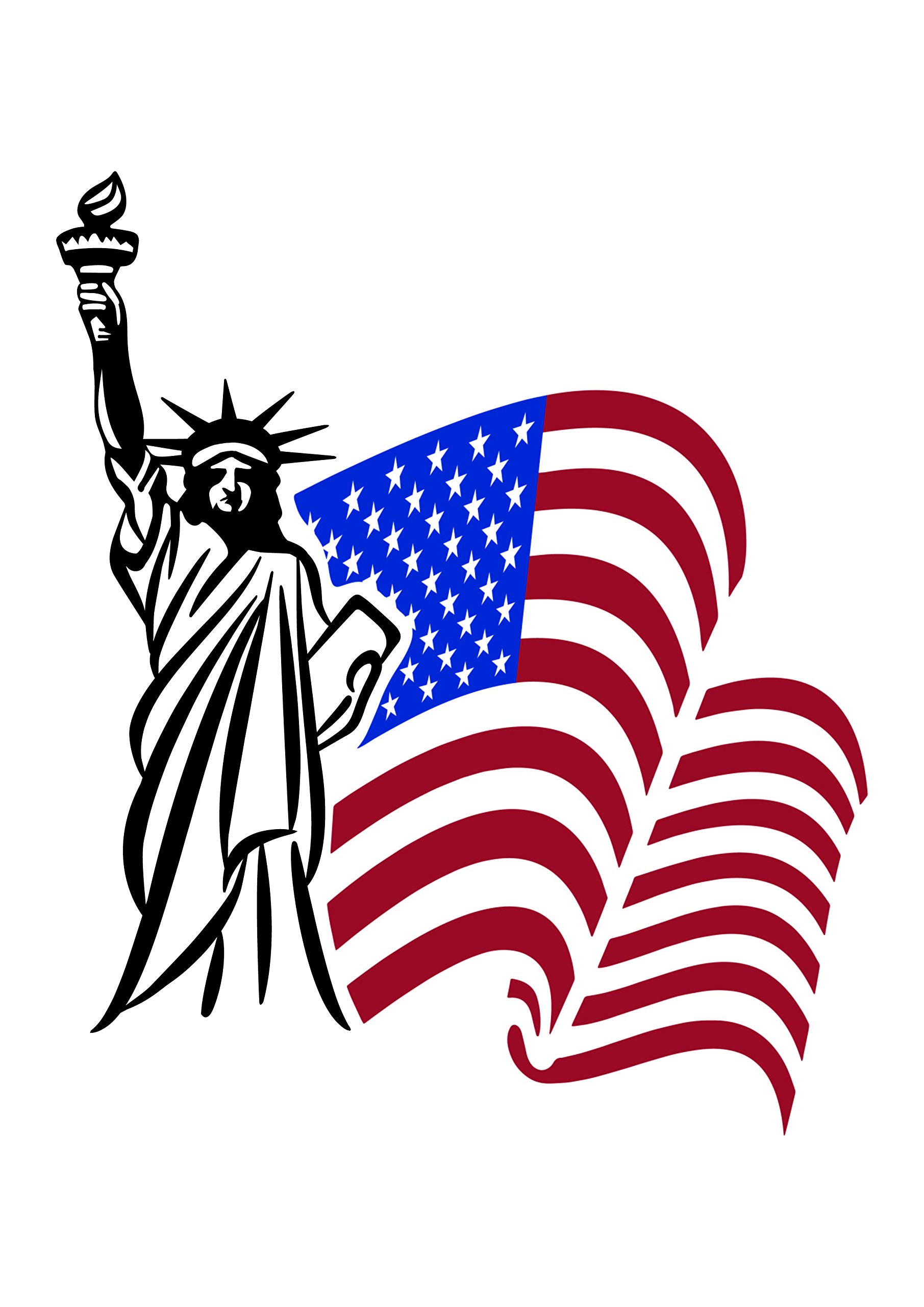 ZAWS Statue of Liberty American Flag Car Decal - 5