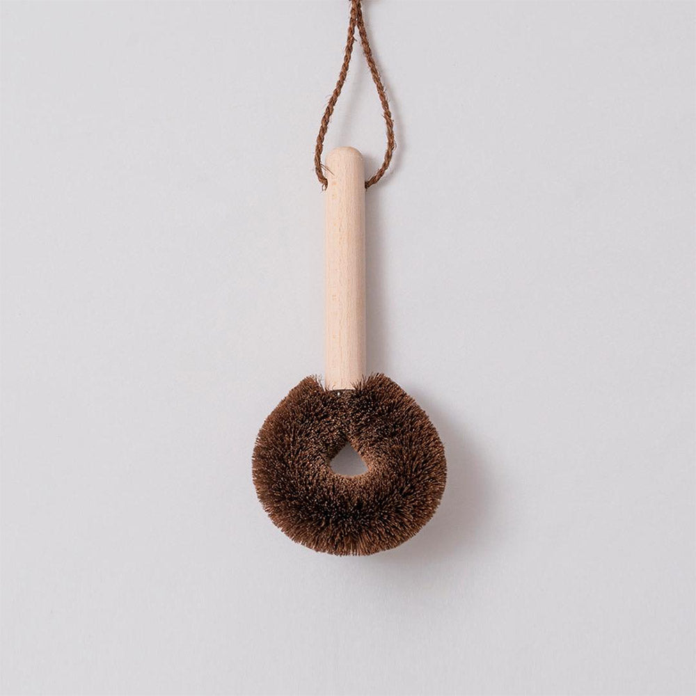 Eco-Friendly Palm Fiber Skillet Brush - Natural Kitchen Scrubber for Pots, Pans & Cookware - Perfect for Non-Stick, Stainless Steel & Cast Iron Cleaning