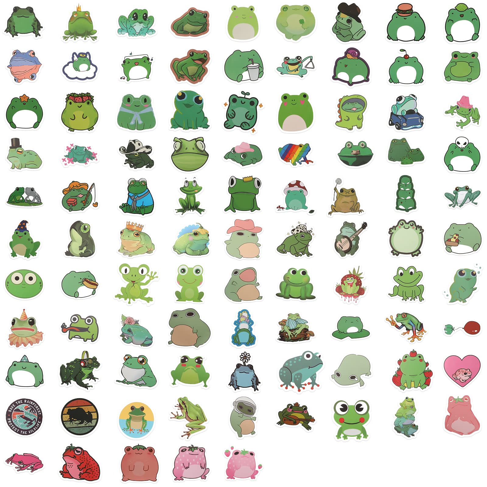 200 Pcs Cute Frog Vinyl Stickers - Waterproof Cartoon Animal Decals for Laptop, Phone, Water Bottle, Skateboard, Guitar - Fun Aesthetic Stickers for Kids & Teens - Perfect for School, DIY Crafts & Personalizing Accessories