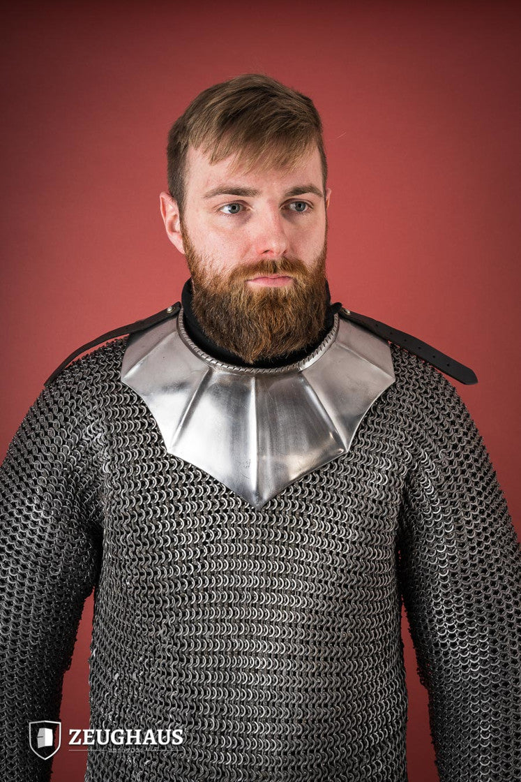 Gothic Gorget Neck Armor - 1.6mm Polished Steel for Medieval LARP, Cosplay & Renaissance Faires