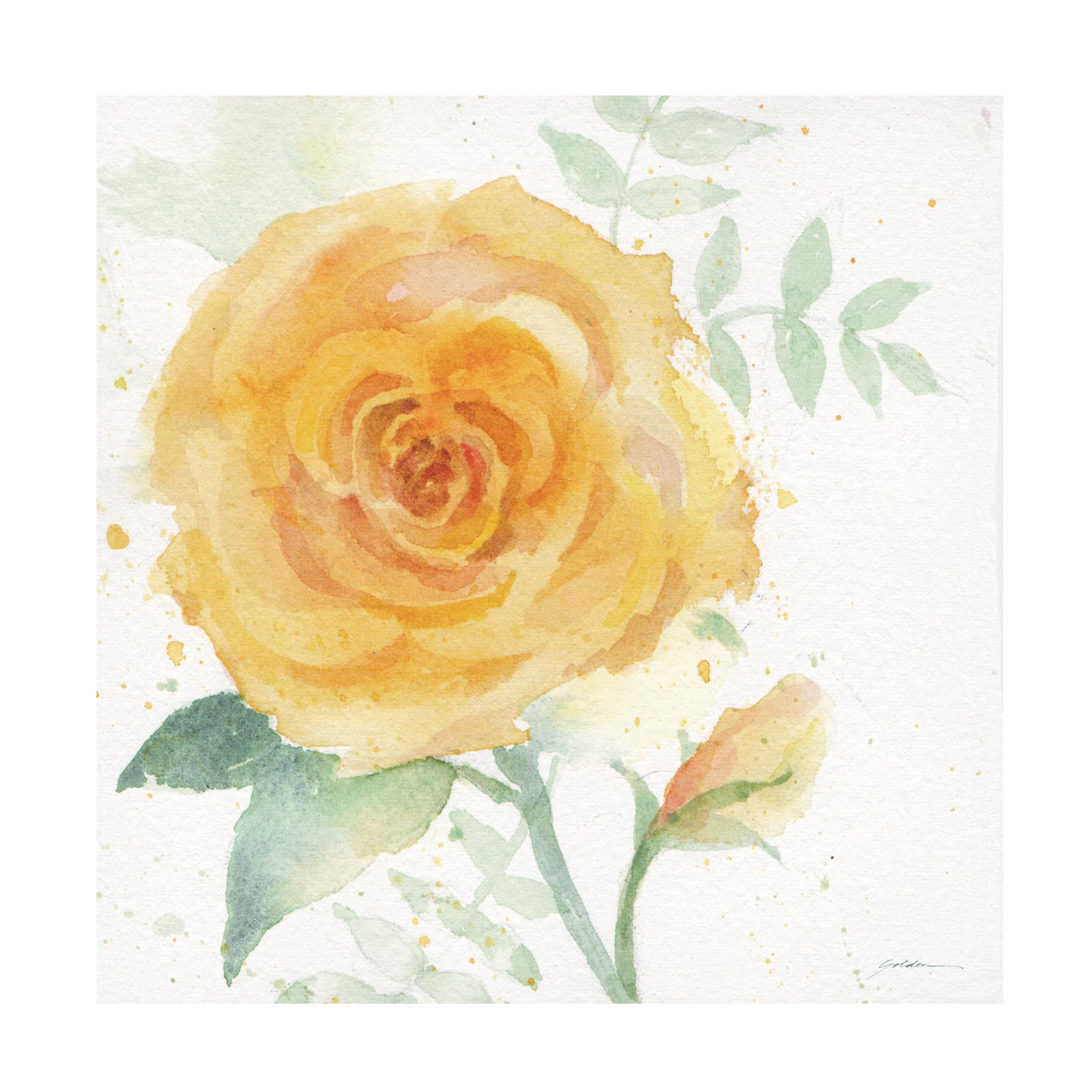 Sheila Golden 'The Yellow Rose' Canvas Wall Art Print - Vintage Floral Painting for Living Room, Bedroom & Office Decor