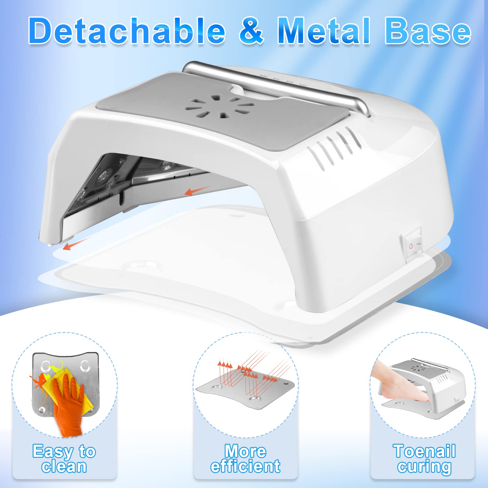 Professional 72W UV LED Nail Lamp Cordless with Cooling Fan - IMENE Rechargeable Gel Nail Dryer for Salon & Home Use, Portable Handle Design (White) | Perfect for Gel Polish Curing, Manicures & Nail Art