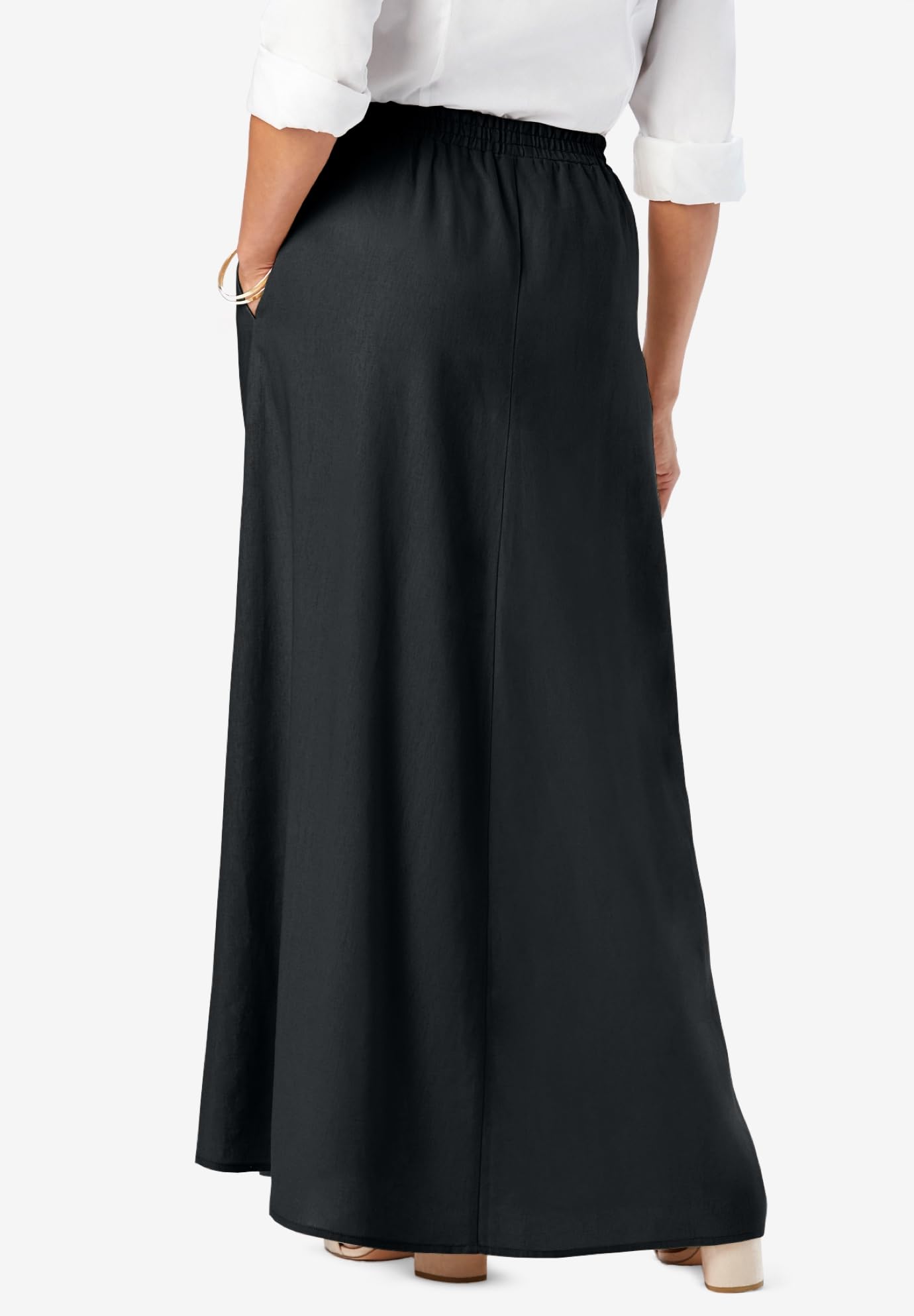 Jessica London Women's Plus Size Linen Maxi Skirt - Flowy Boho Summer Beach Skirt for Casual Wear & Vacation Outfits