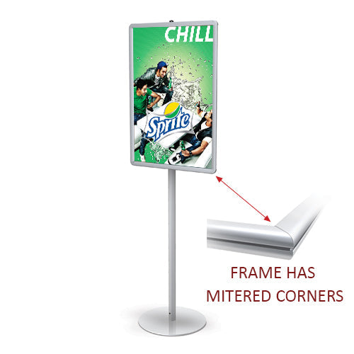 24x36 Modern Poster Display Stand with Top Load Sign Holder - Portable Single Sided Pedestal Sign Stand for Trade Shows, Retail Stores & Events