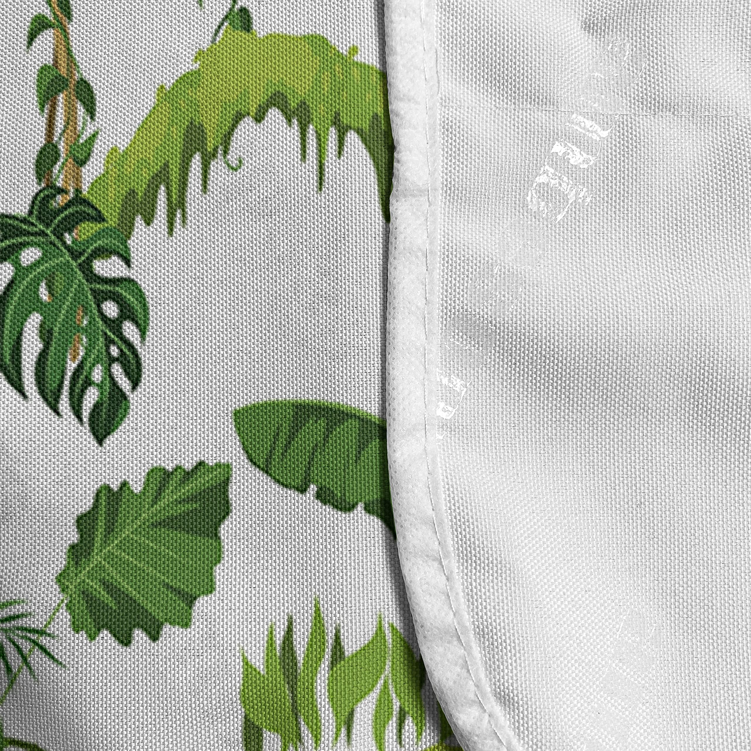 Ambesonne Tropical Microwave Cover - Waterproof Jungle Foliage Design with Pockets | Coconut Palm & Monstera Leaf Pattern | 36x12 Inch Lime Green & White Kitchen Organizer | Perfect for Microwave Protection & Stylish Kitchen Decor