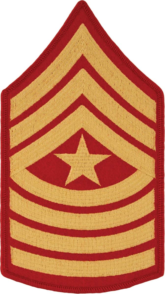 USMC Chevron Gold on Red Patch (Pair) - Official US Marine Corps Emblem for Uniforms, Jackets & Backpacks - Perfect for Military Enthusiasts & Collectors