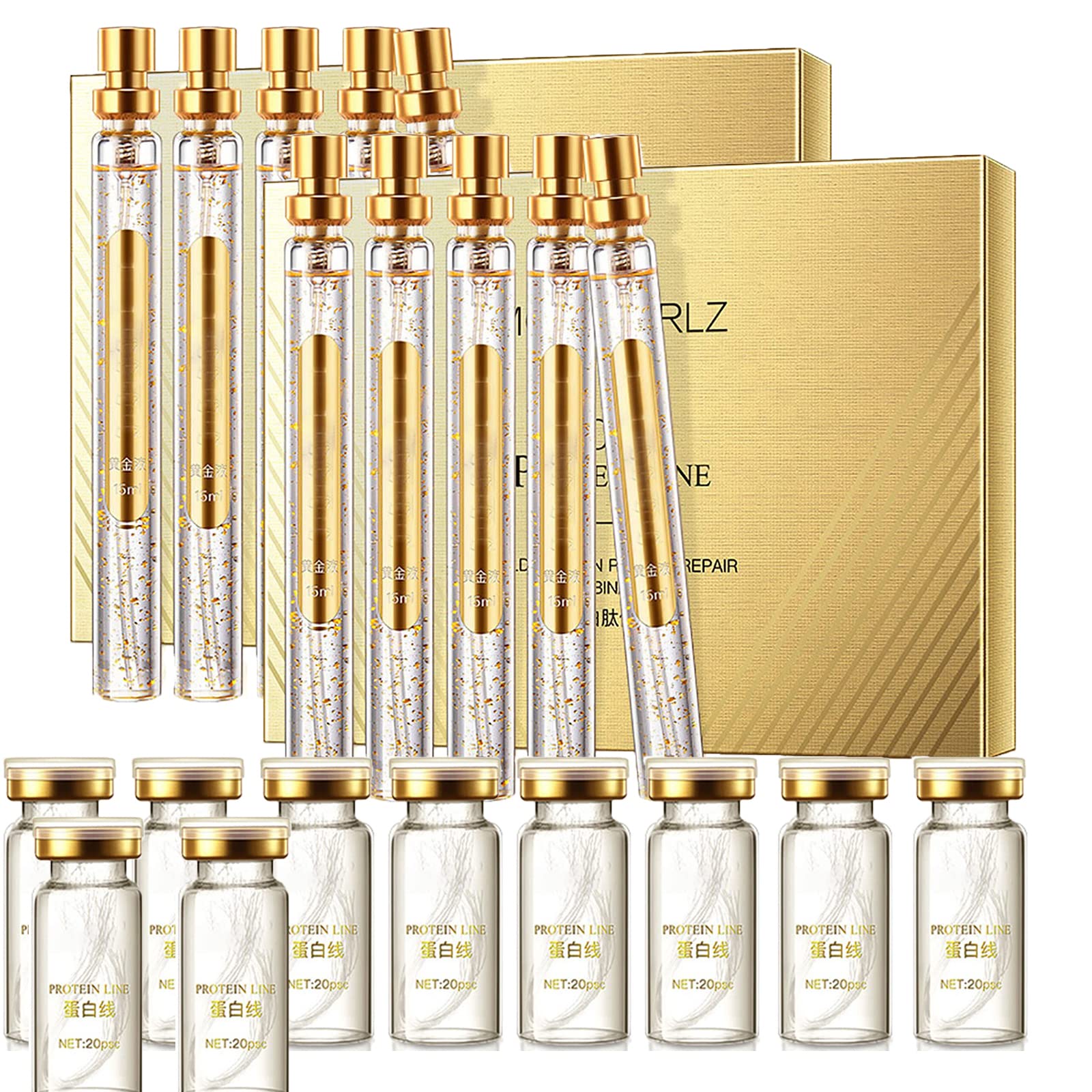 Absorbable Collagen Threads for Face - Skin Brightening, Reduces Fine Lines & Wrinkles (10Pcs Serum + 200Pcs Collagen Threads) - Anti-Aging Skincare Treatment for Home Use