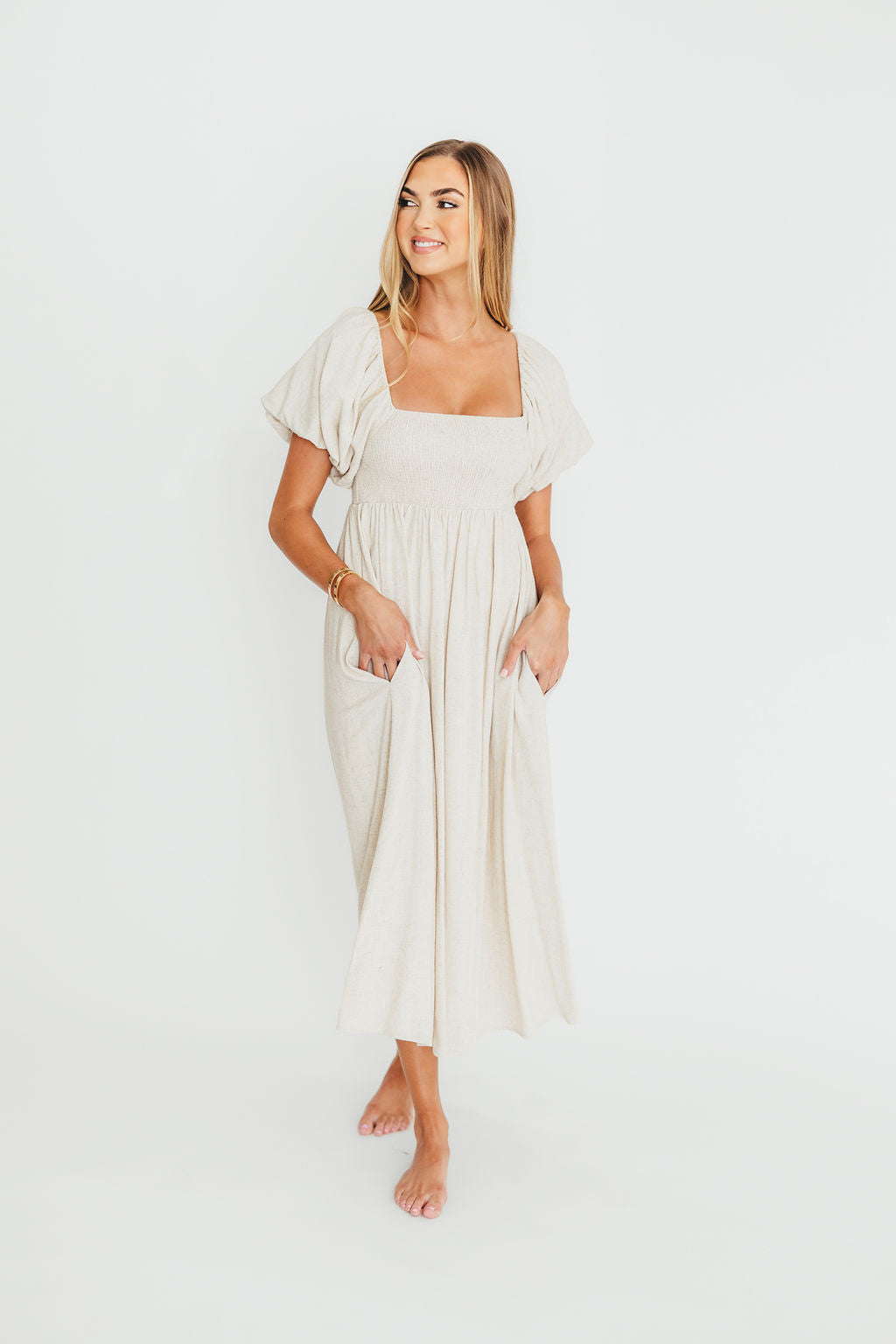 Rosalie Maxi Dress in Linen - Bump Friendly Maternity Dress for Women | Comfortable Summer Dress for Pregnancy, Beach, Vacation & Special Occasions