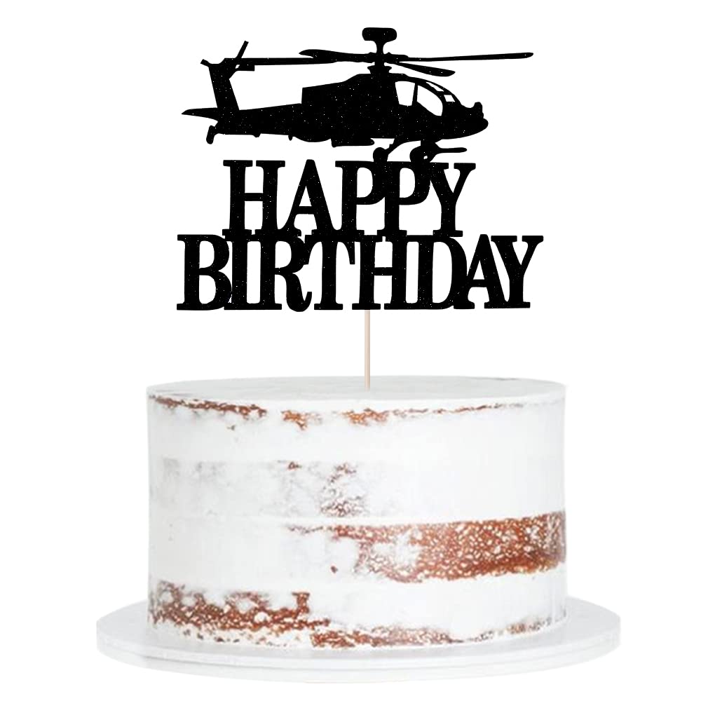Airplane Happy Birthday Cake Topper - First Birthday Cake Decoration for Boys - Travel Themed Party Decorations in Black | Perfect for Aviation-Themed Birthday Parties, Baby Showers & Travel-Inspired Celebrations