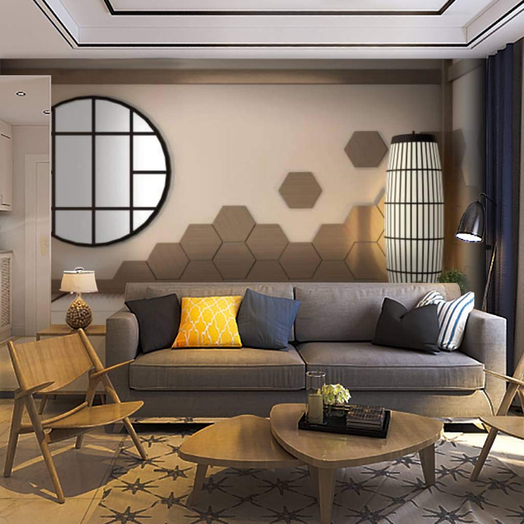 Hexagon Wooden Tiles Peel & Stick Wallpaper Mural - Self Adhesive Removable Wall Decor for Living Room, Bedroom, Home Office | Easy DIY Home Craft Decal for Modern Interior Design