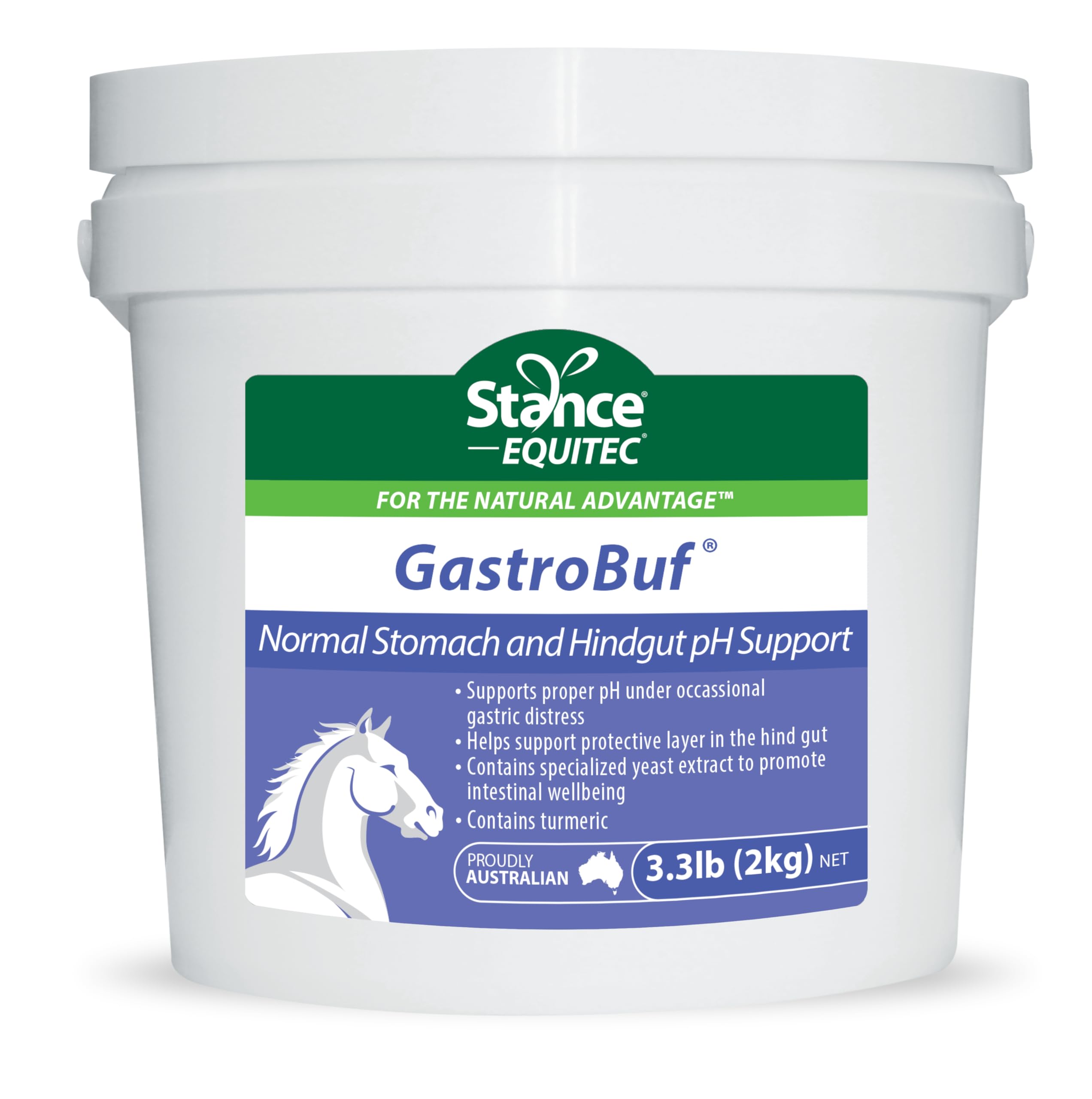 Stance Equitec GastroBuf Horse Supplement for Stomach pH Support - Promotes Bowel Protective Layer & Balances pH During Gastric Distress - Contains Turmeric - 3.3 lb - Ideal for Performance Horses & Digestive Care