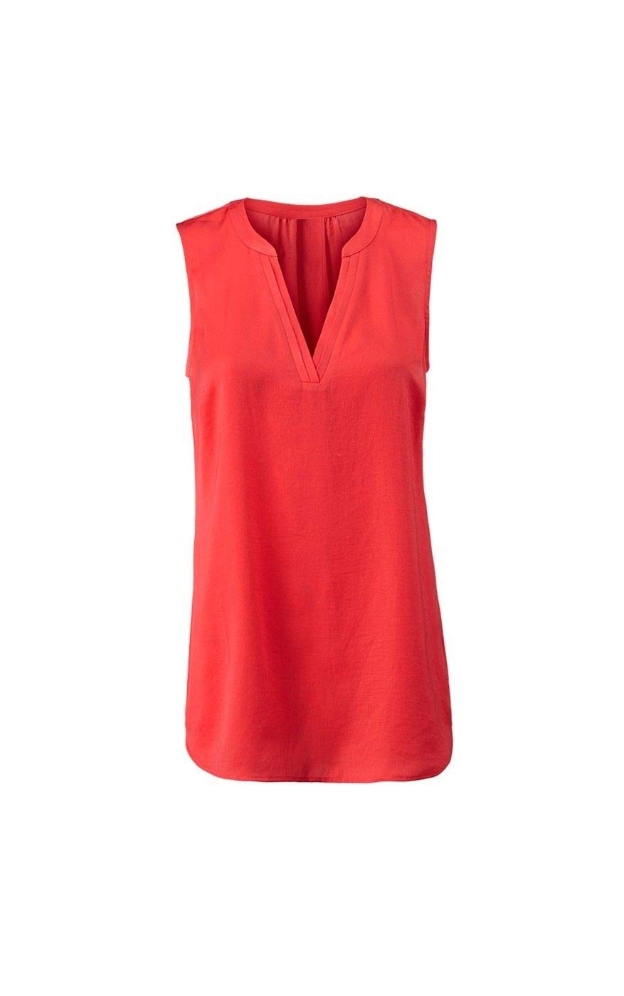 Stylish Cabi Rose Hibiscus Red Sleeveless Silky Tank Top for Women | Summer Casual Wear, Beach Outfits & Layering Essentials