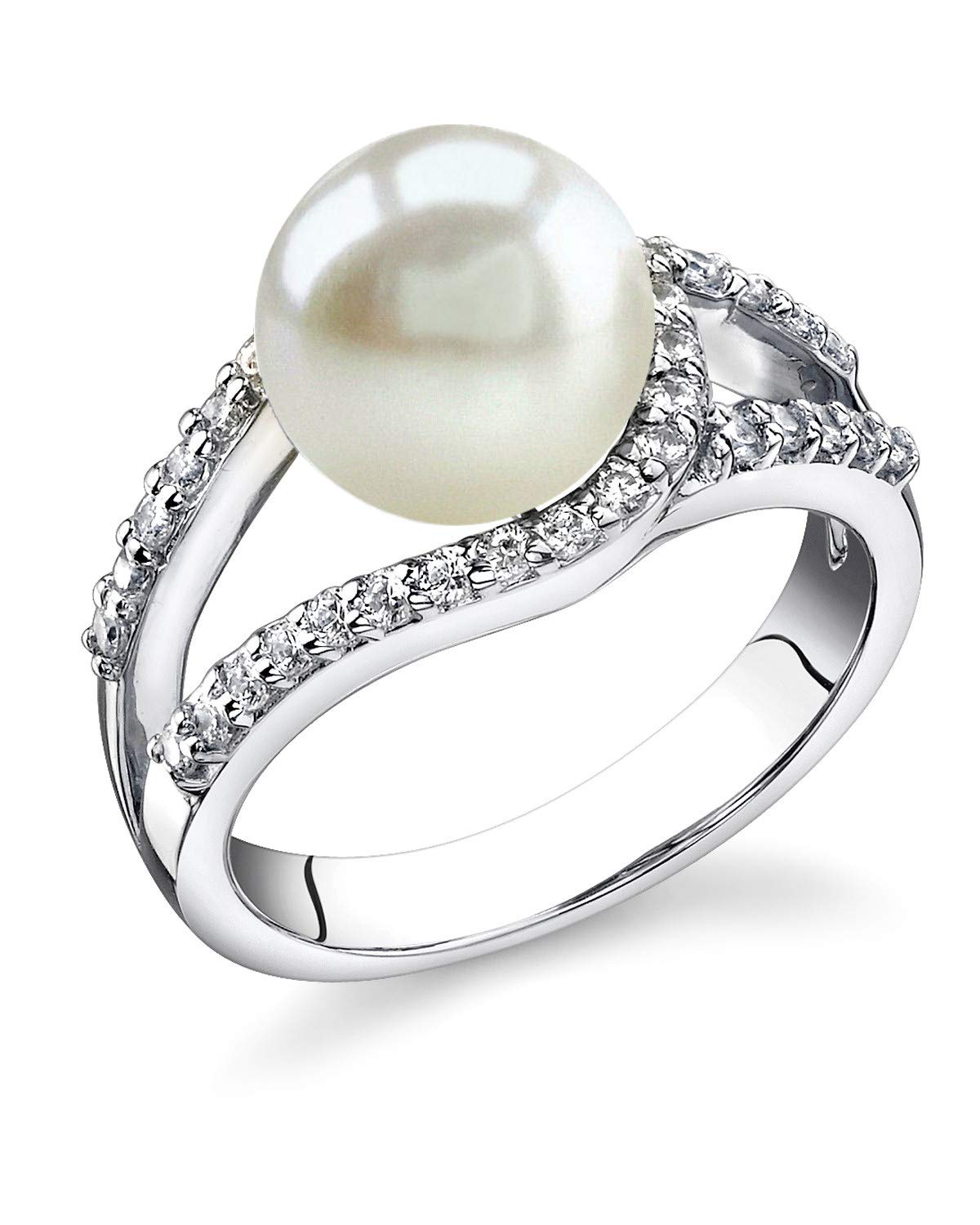 Freshwater Cultured Pearl Ring for Women - Sterling Silver Pink Tessa Ring with Crystals | Elegant Gift for Anniversary, Wedding & Special Occasions