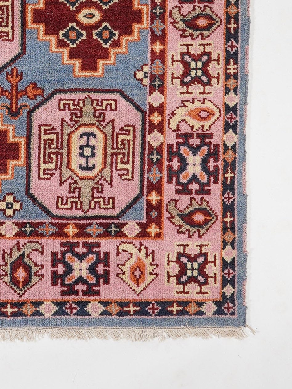 Hand Knotted Wool & Silk Eco-Friendly Oriental Area Rug 5'x8' Rectangle - Aqua Cream Traditional Design, Medium Pile Handmade Rug (AF0117) - Perfect for Living Room, Bedroom & Home Decor