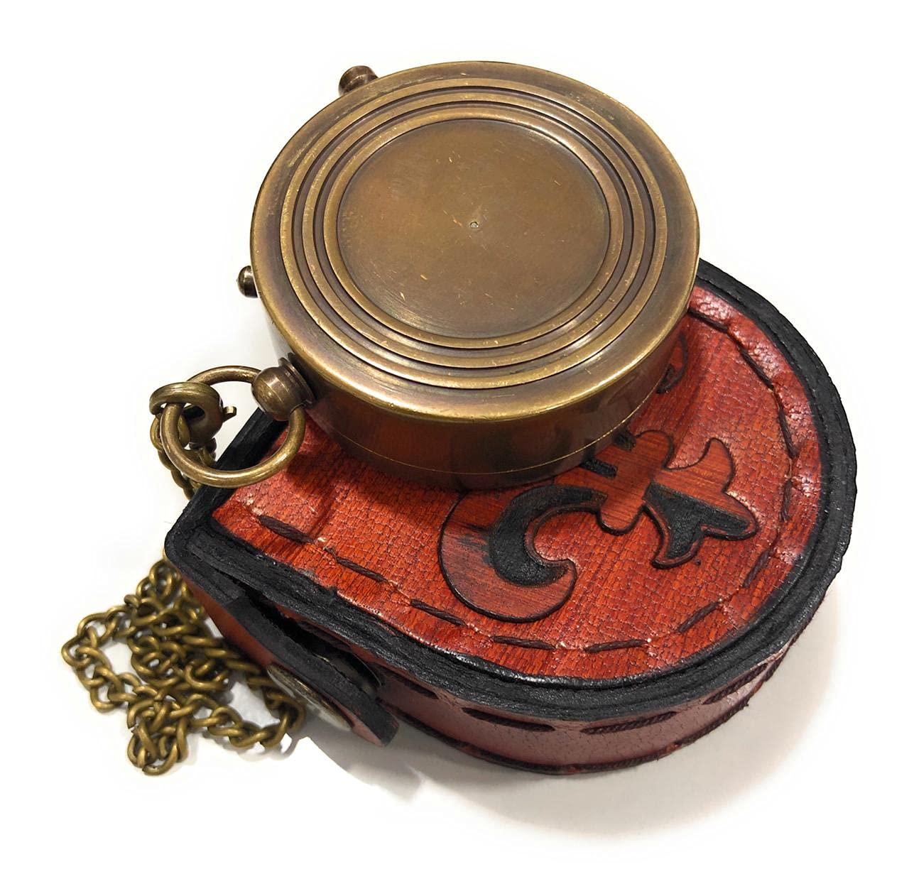 Engraved Brass Compass with Leather Case - Perfect Father's Day Gift, Birthday Present & Retirement Gift for Men - Great for Outdoor Adventures, Hiking & Travel