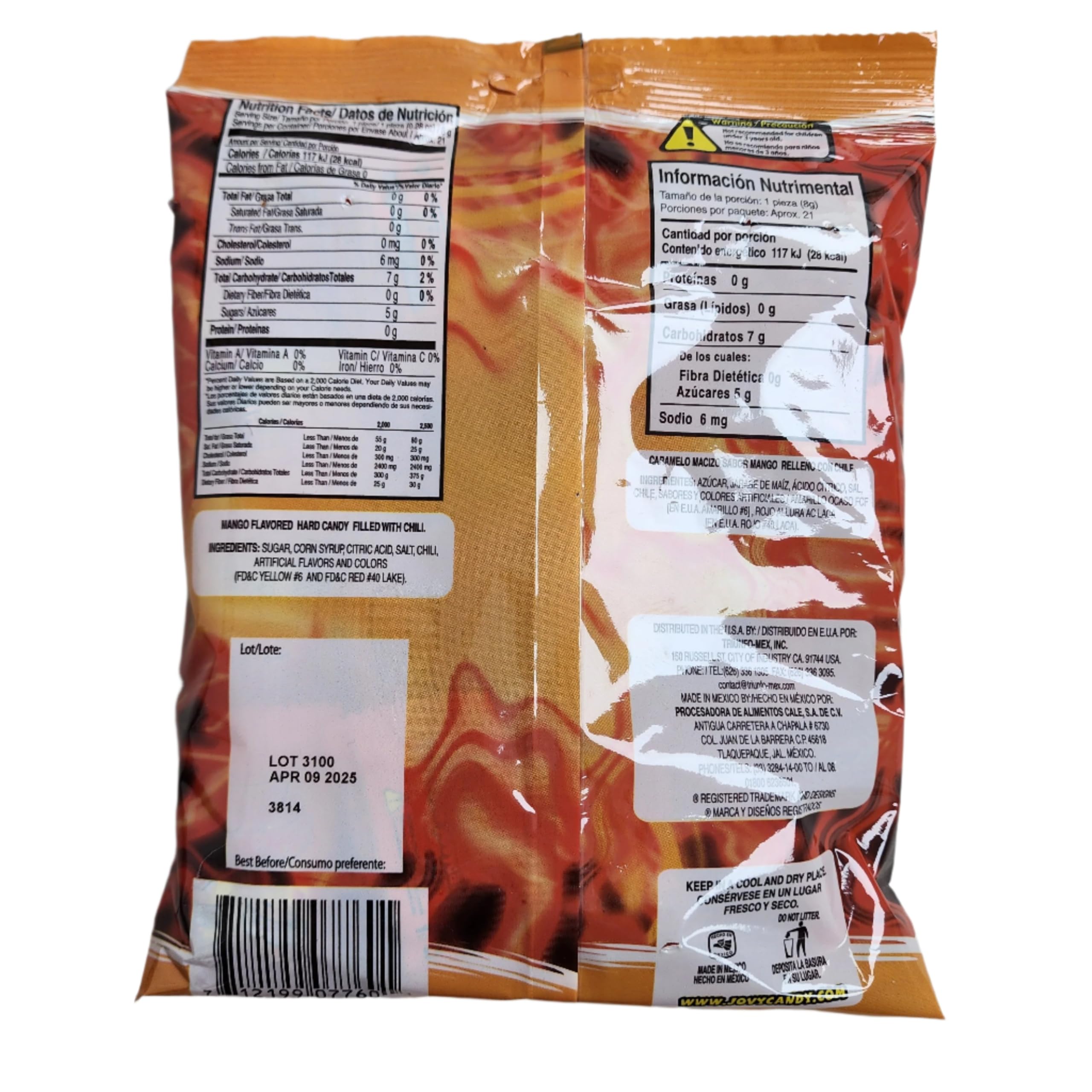 Spicy Mango Chili Filled Candy - Sweet & Hot Mexican Style Rokas Candy for Parties, Snacking & Gifting - 5oz Resealable Bag