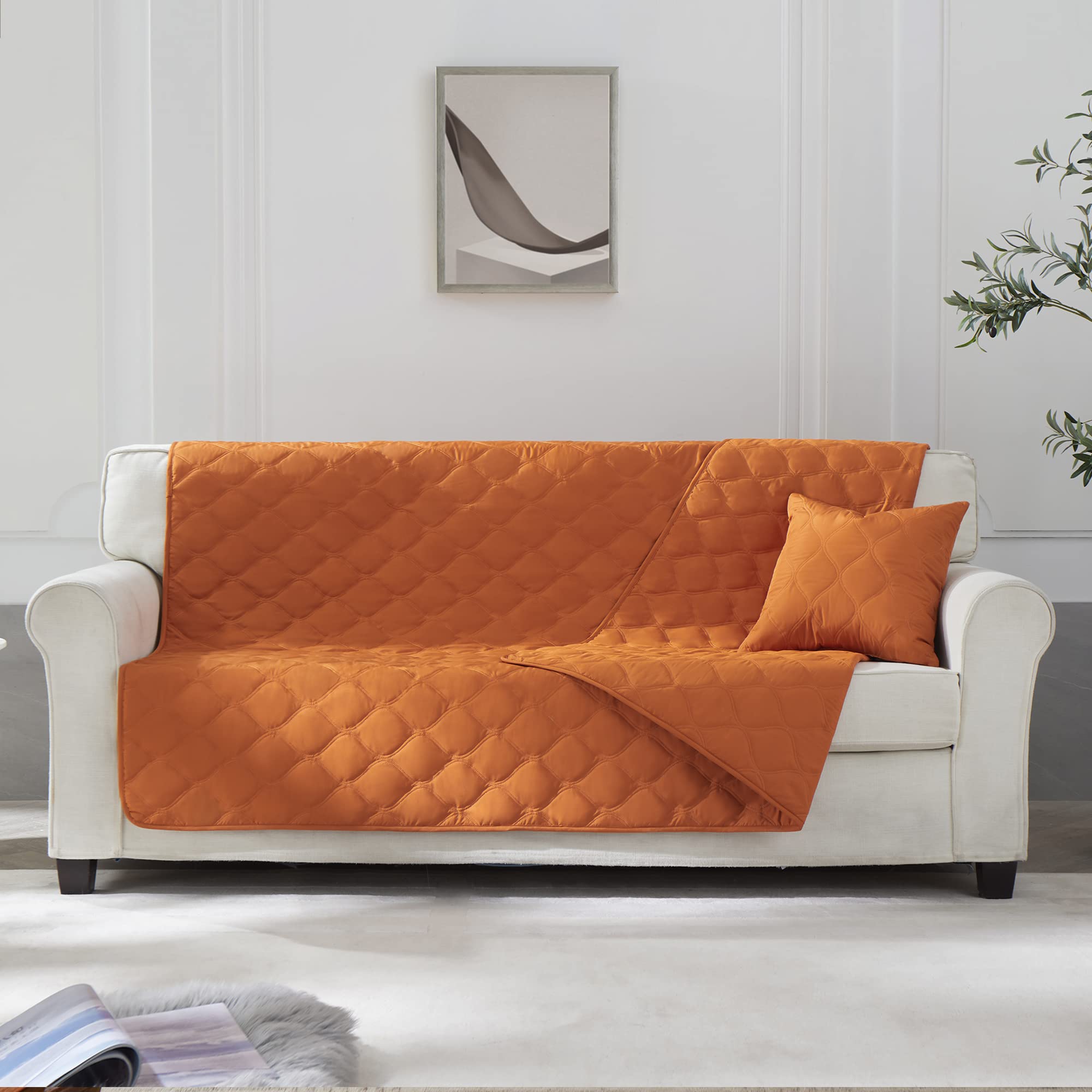 Allisandro Reversible Waterproof Pet Sofa Cover - Large 82x56 Inch Dog & Cat Couch Protector, Durable Pet Blanket for Furniture Protection, Orange - Perfect for Living Room, Bedroom & Pet-Friendly Homes