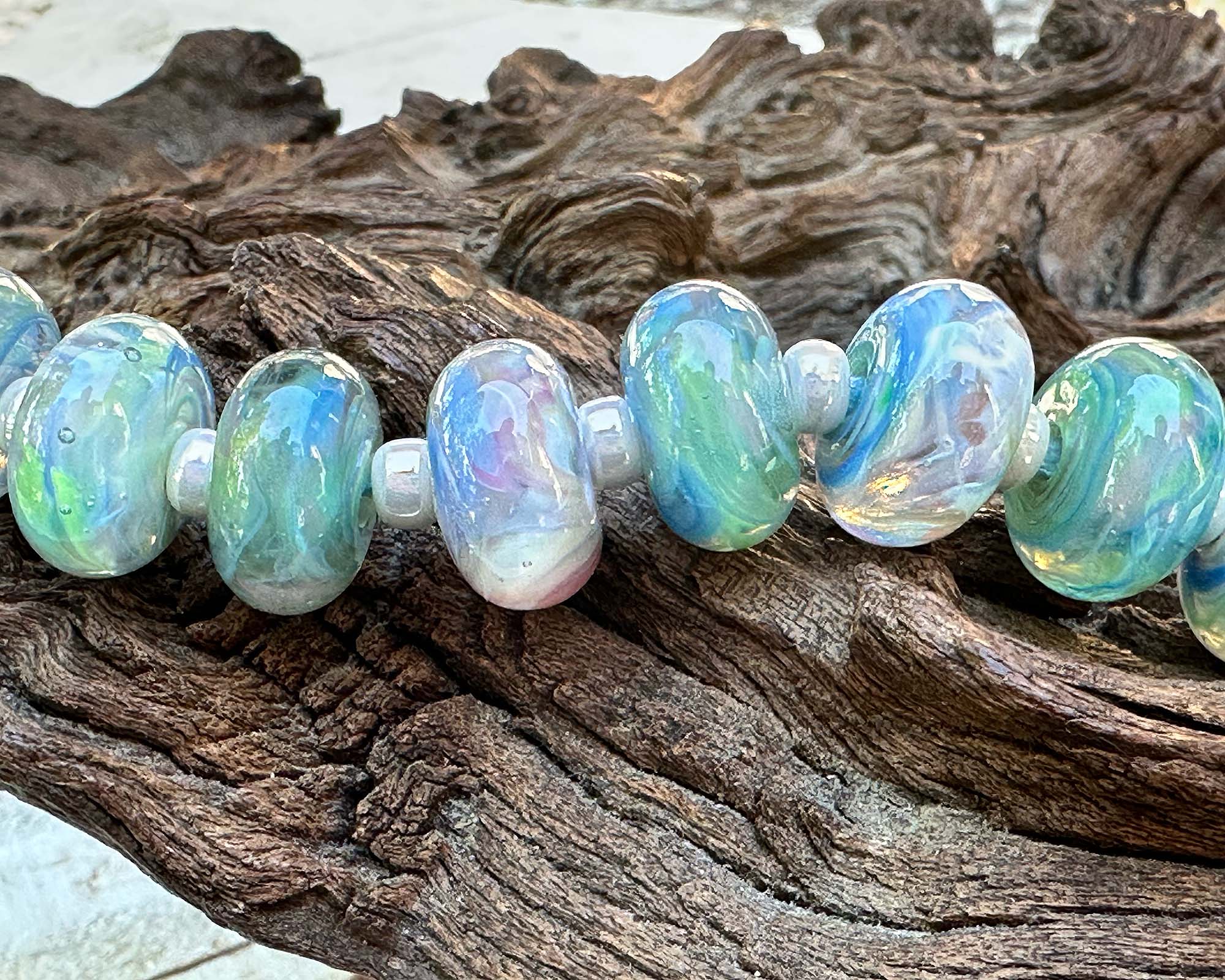 8-Piece Cotton Candy Swirls Lampwork Glass Beads Set for Jewelry Making - DIY Bracelet, Necklace & Craft Projects - Perfect for Beaders & Artisans (SRA)