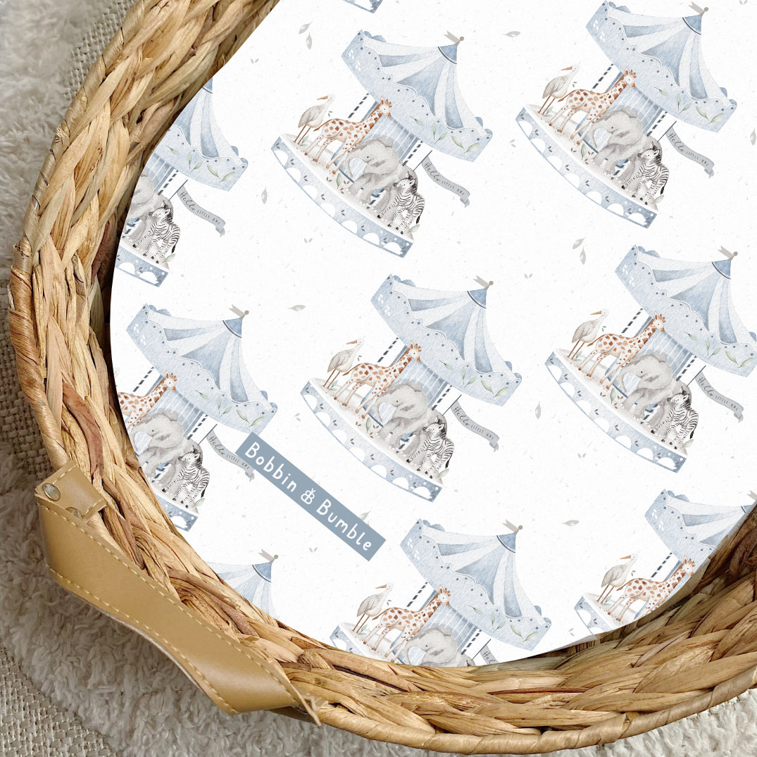 Bobbin and Bumble Carousel PVC Changing Basket Liner - Waterproof & Washable Baby Changing Pad Cover for Nursery, Diaper Station & On-the-Go Use