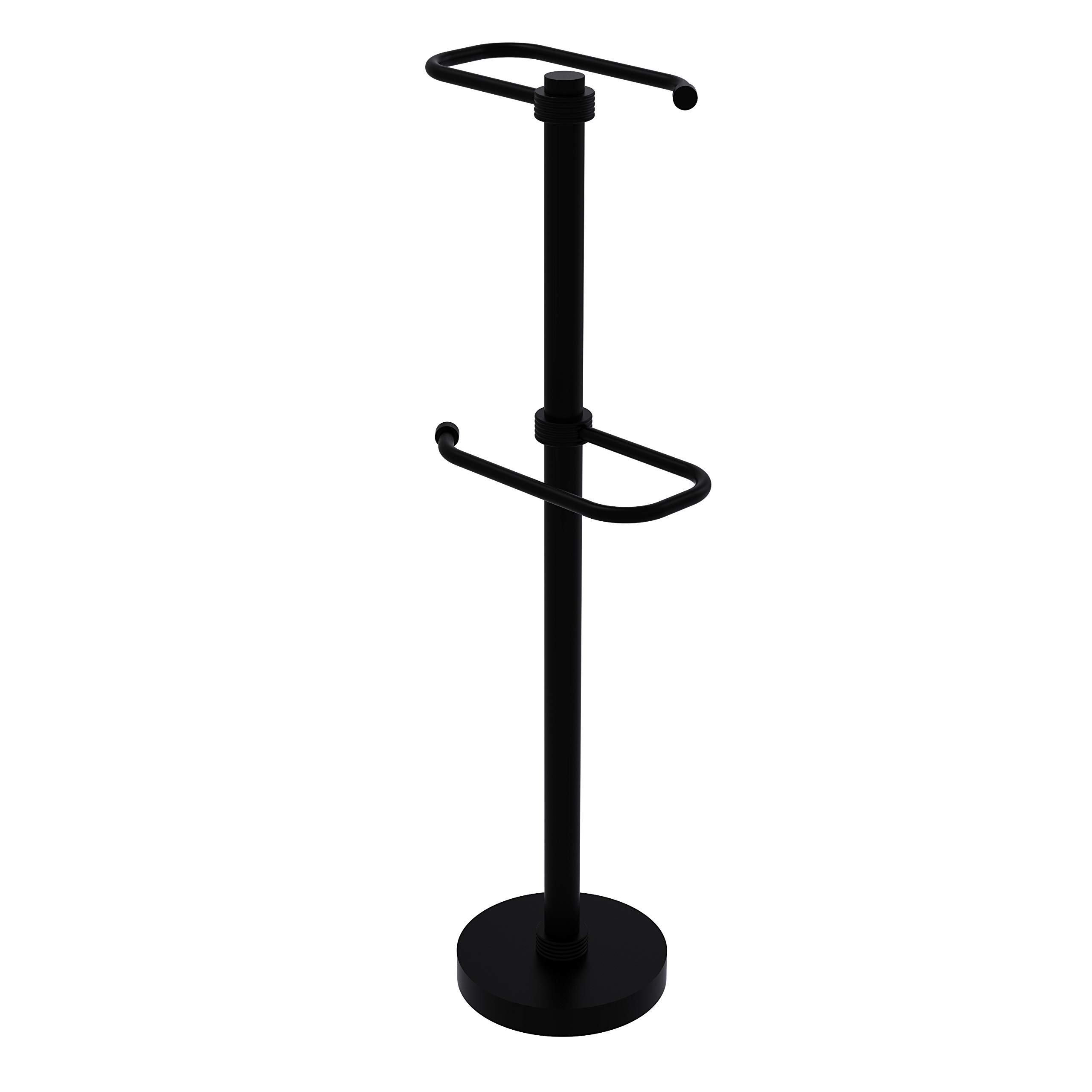 Allied Brass TS-26G Free Standing Toilet Paper Holder - 2 Roll Matte Black Bathroom Tissue Stand for Modern Home & Commercial Use