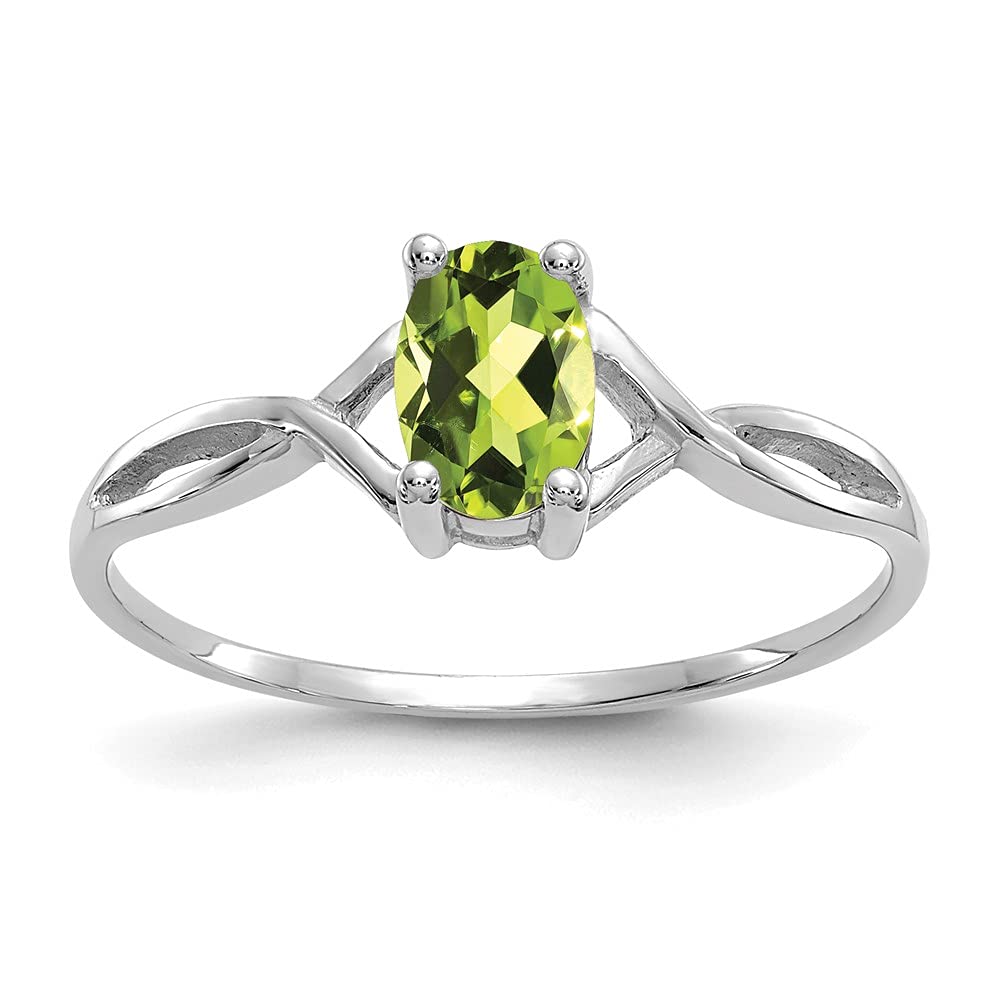 14K White Gold Peridot Birthstone Ring for Women - August Birthstone Jewelry, Dainty Stackable Ring, Size 7 - Perfect Gift for Her, Anniversary, Birthday & Special Occasions