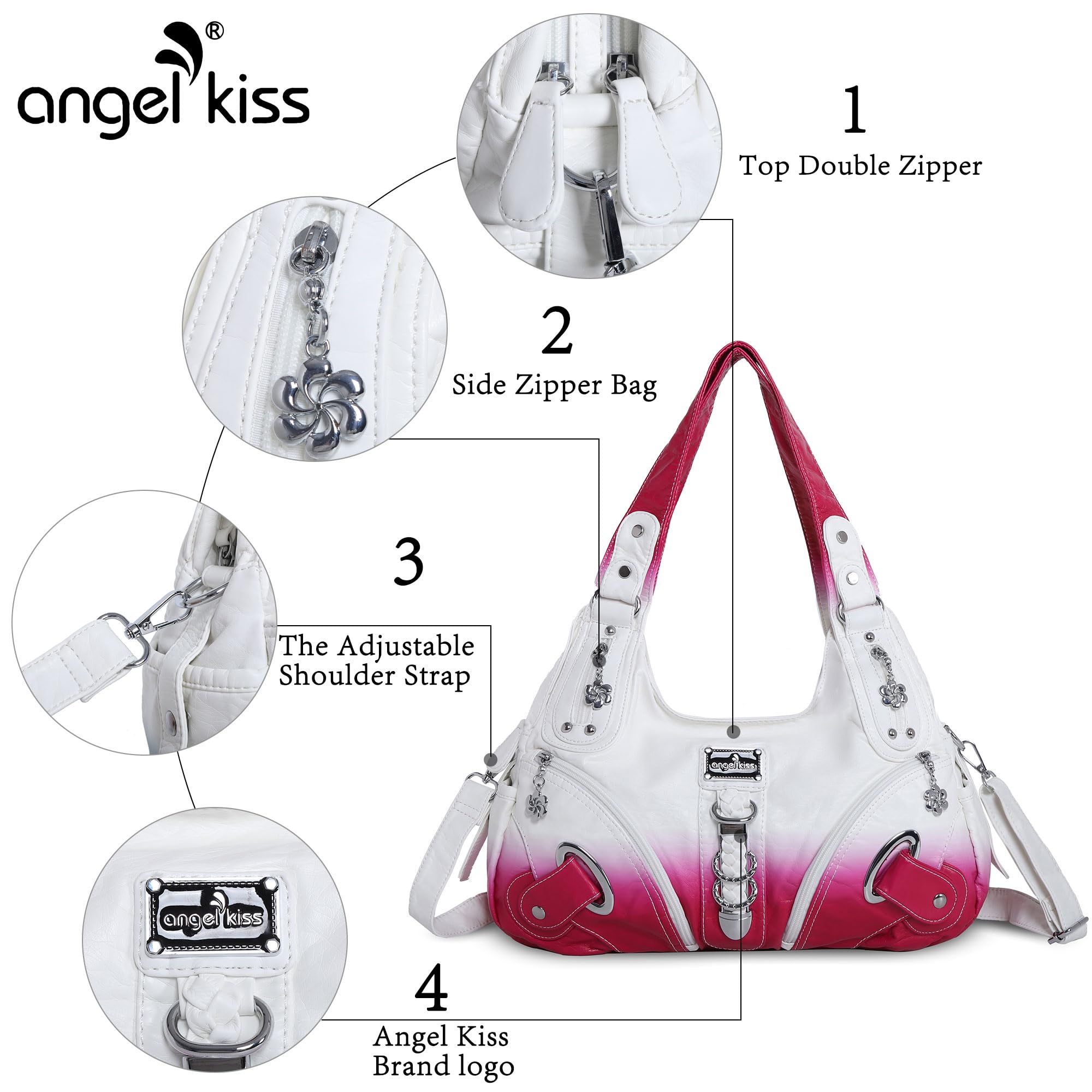 Angelkiss Women's Hobo Shoulder Bag - Large Satchel Purse for Daily Use, Fashionable Handbag for Work, Travel & Shopping (Black)