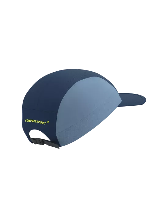 Compressport Unisex 5-Panel Lightweight Cap - Poseidon Denim | Breathable & Adjustable for Running, Cycling & Outdoor Sports
