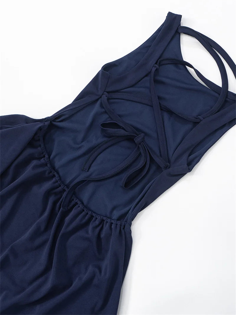 Sexy Backless Lace-Up Mini Dress for Women - Elegant O-Neck Sleeveless High Waist A-Line Club Party Dress | Perfect for Night Out, Date Night, Cocktail Parties & Special Occasions