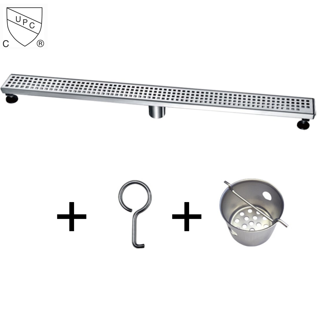 Stainless Steel Linear Shower Drain - 47 Inch Rectangle Bathroom Floor Drain with Hair Strainer | Durable & Rustproof Shower Drain Outlet for Modern Bathroom Design