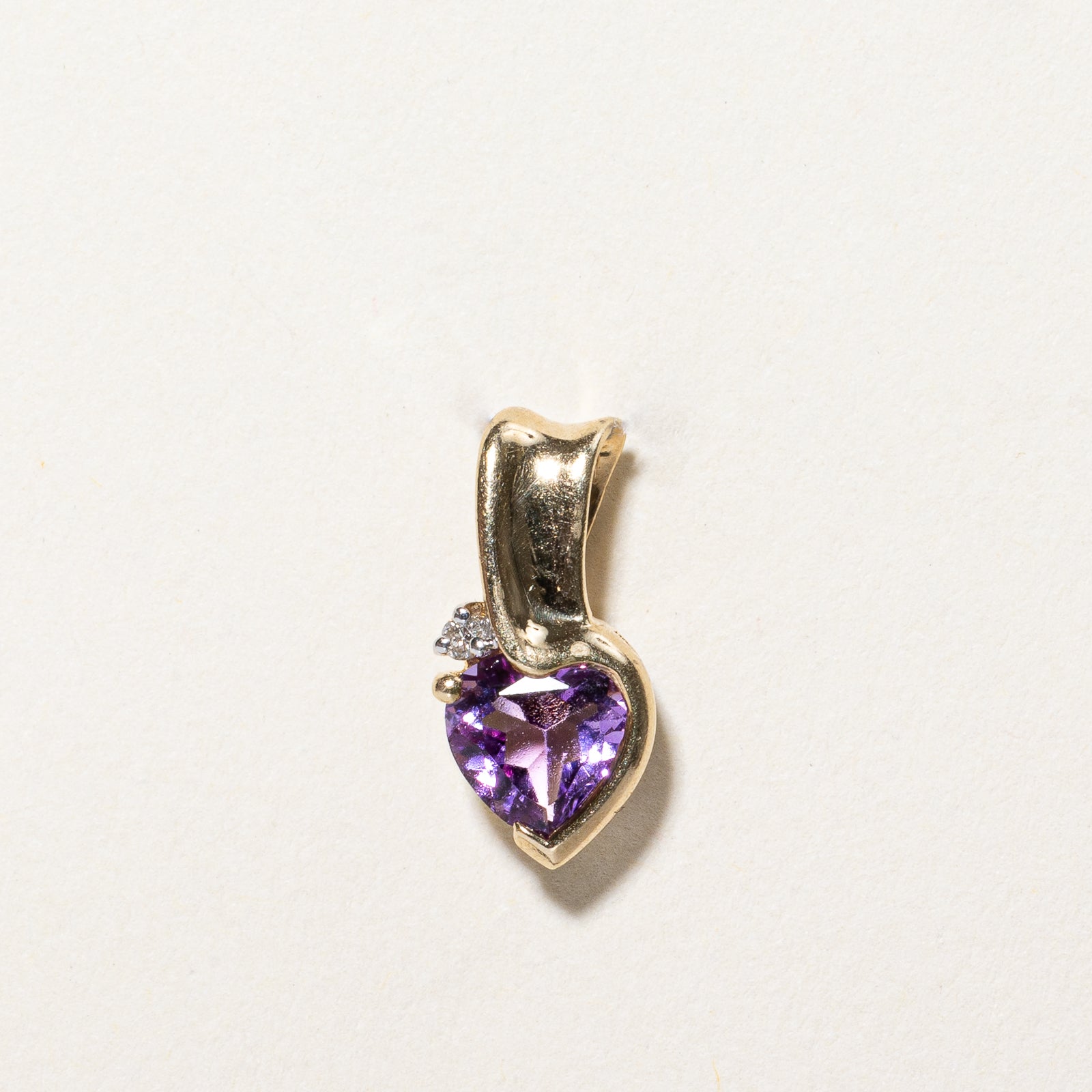 Heart Cut Amethyst & Diamond Pendant Necklace | 0.40ct Amethyst & 0.01ct Diamond | Elegant Jewelry Gift for Women, Valentine's Day, Anniversary & Special Occasions