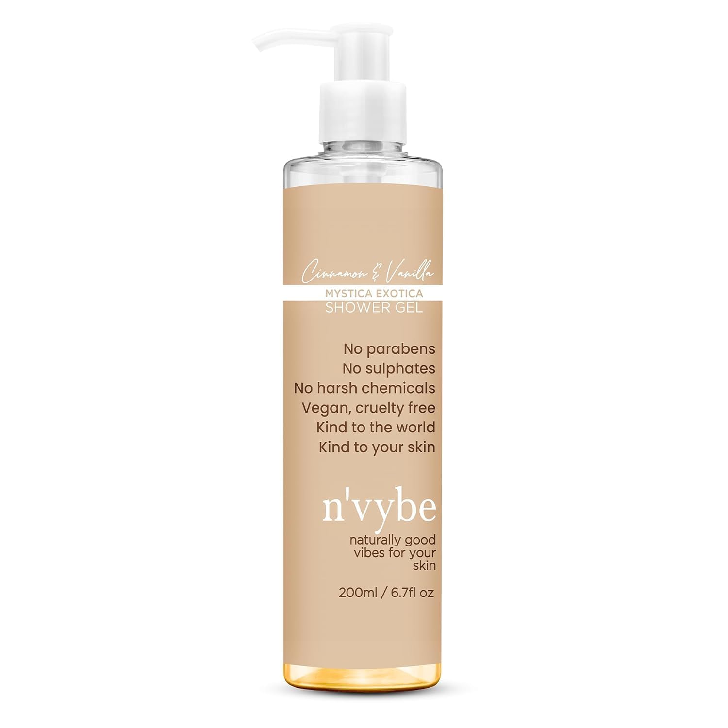 NH Body Wash Shower Gel - Cinnamon & Vanilla Scented with Aloe Vera & Almond Oil for Smooth, Moisturized Skin - Paraben Free 200ml - Suitable for All Skin Types (Women & Men) - Perfect for Daily Shower & Spa Relaxation at Home