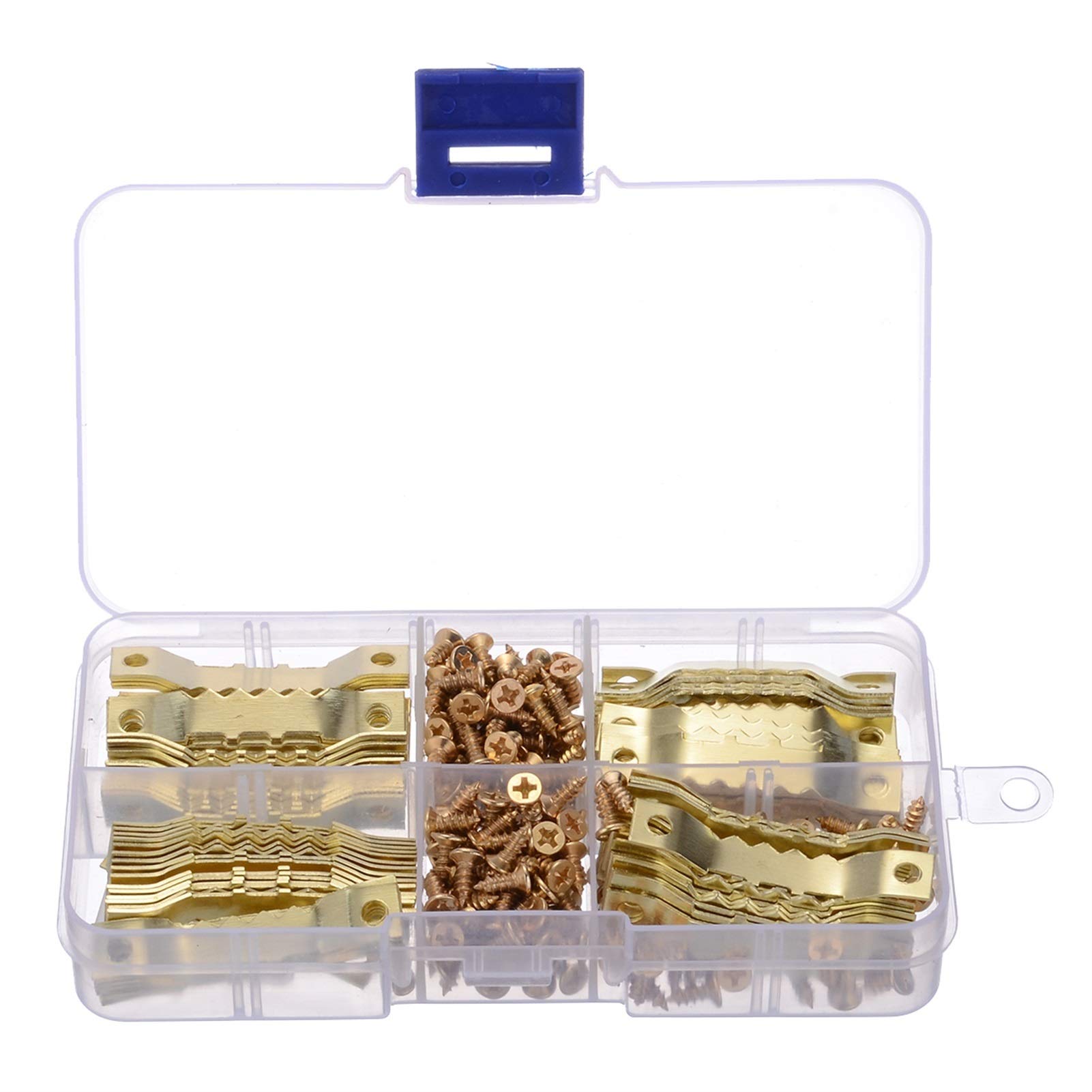 100 Sets Gold Sawtooth Picture Hangers with Screws - 458mm Canvas Frame Hanging Hooks for DIY Photo Display - Perfect for Gallery Walls, Home Decor, and Art Exhibitions